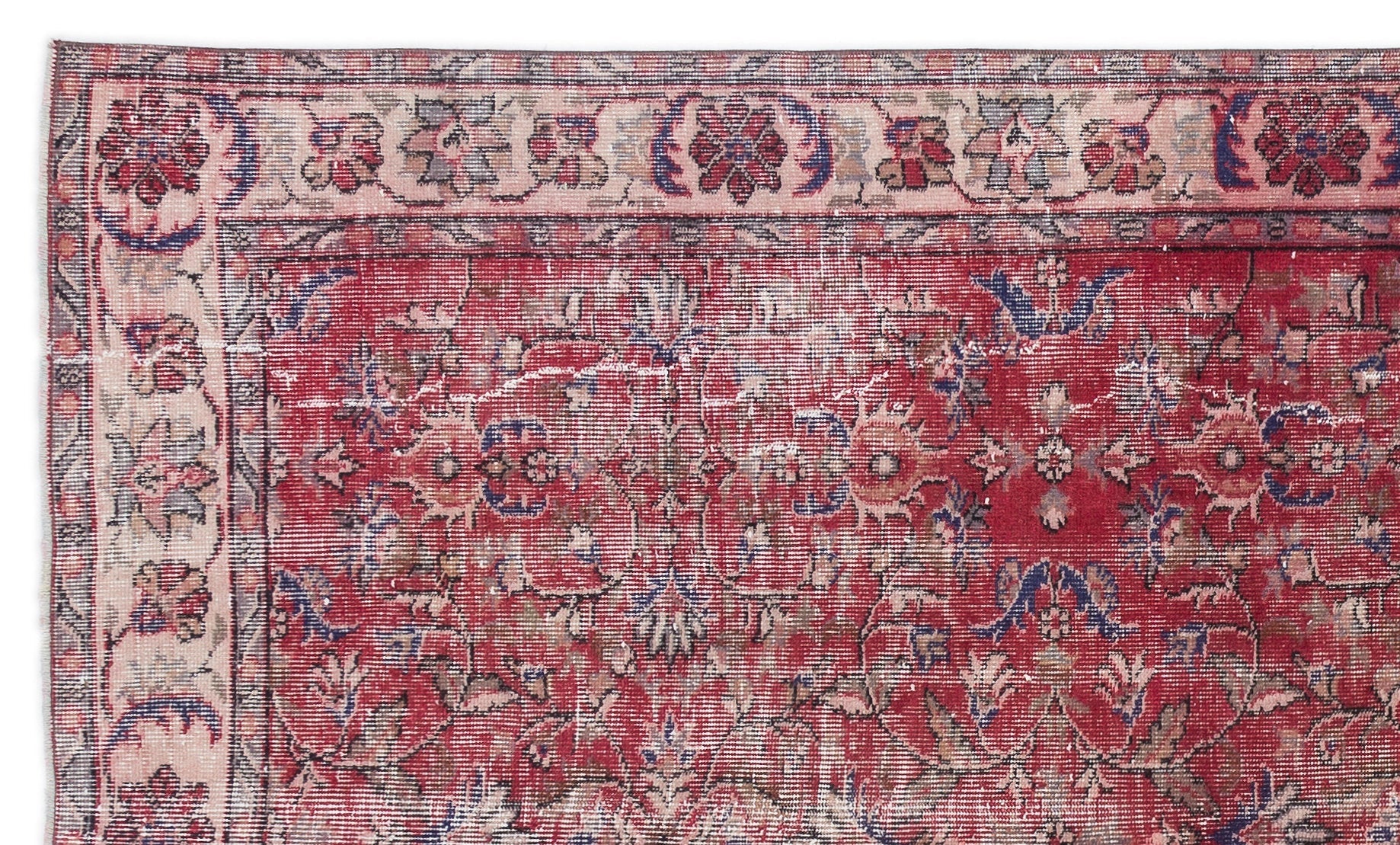 Atina Red Vintage Wool Handmade Area Rug 5'3" x 8'5"
