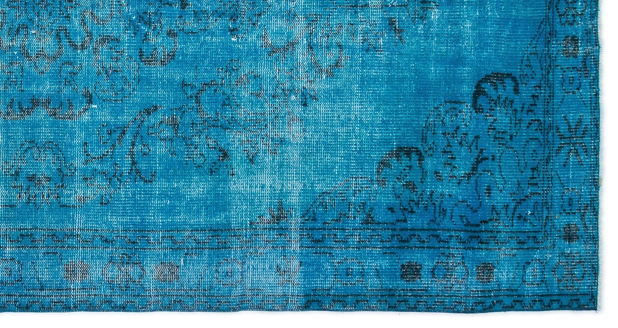 Atina Turquoise Vintage Wool Handmade Area Rug 5'0" x 9'7"