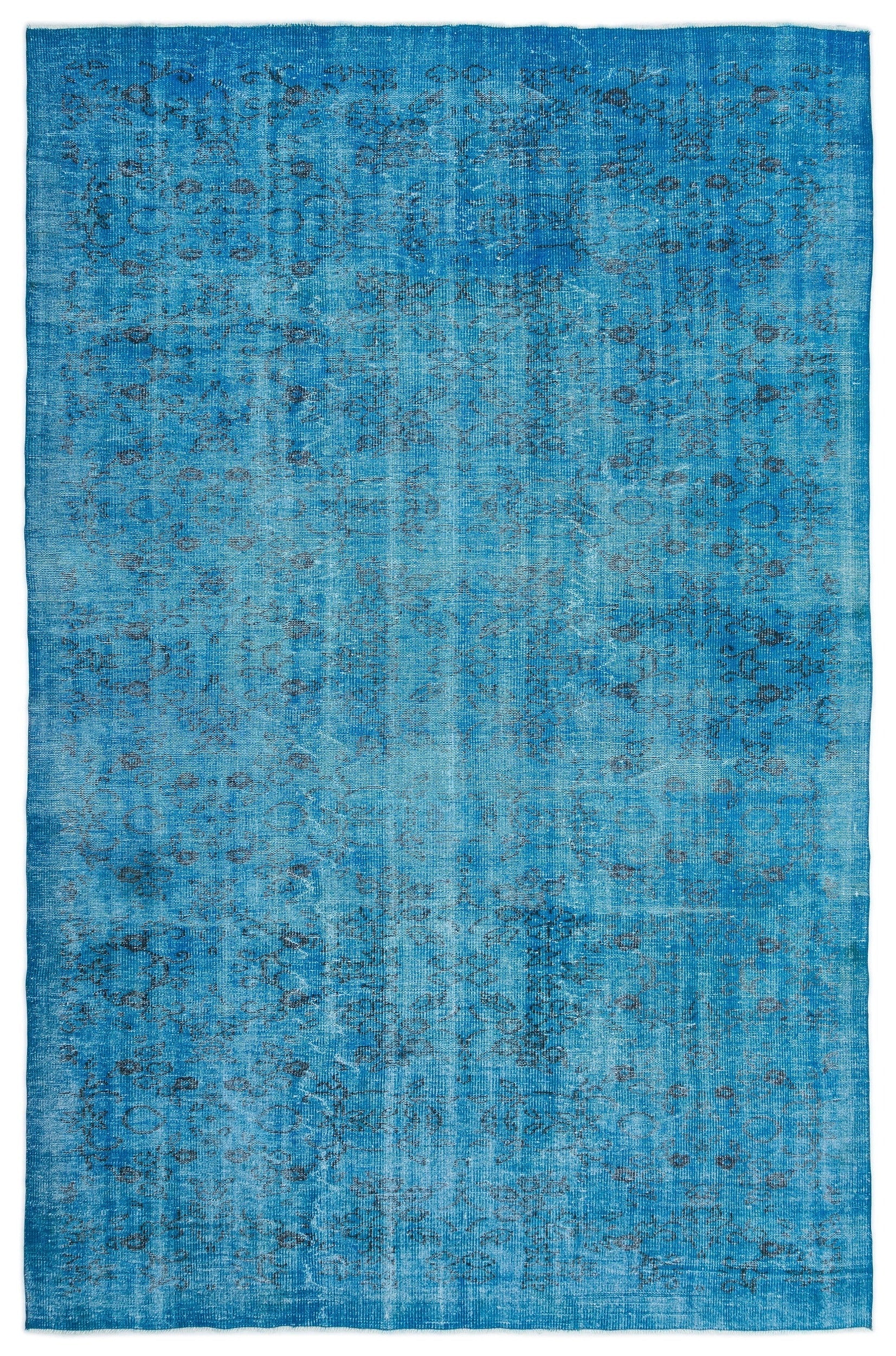 Atina Turquoise Vintage Wool Handmade Area Rug 6'11" x 10'7"