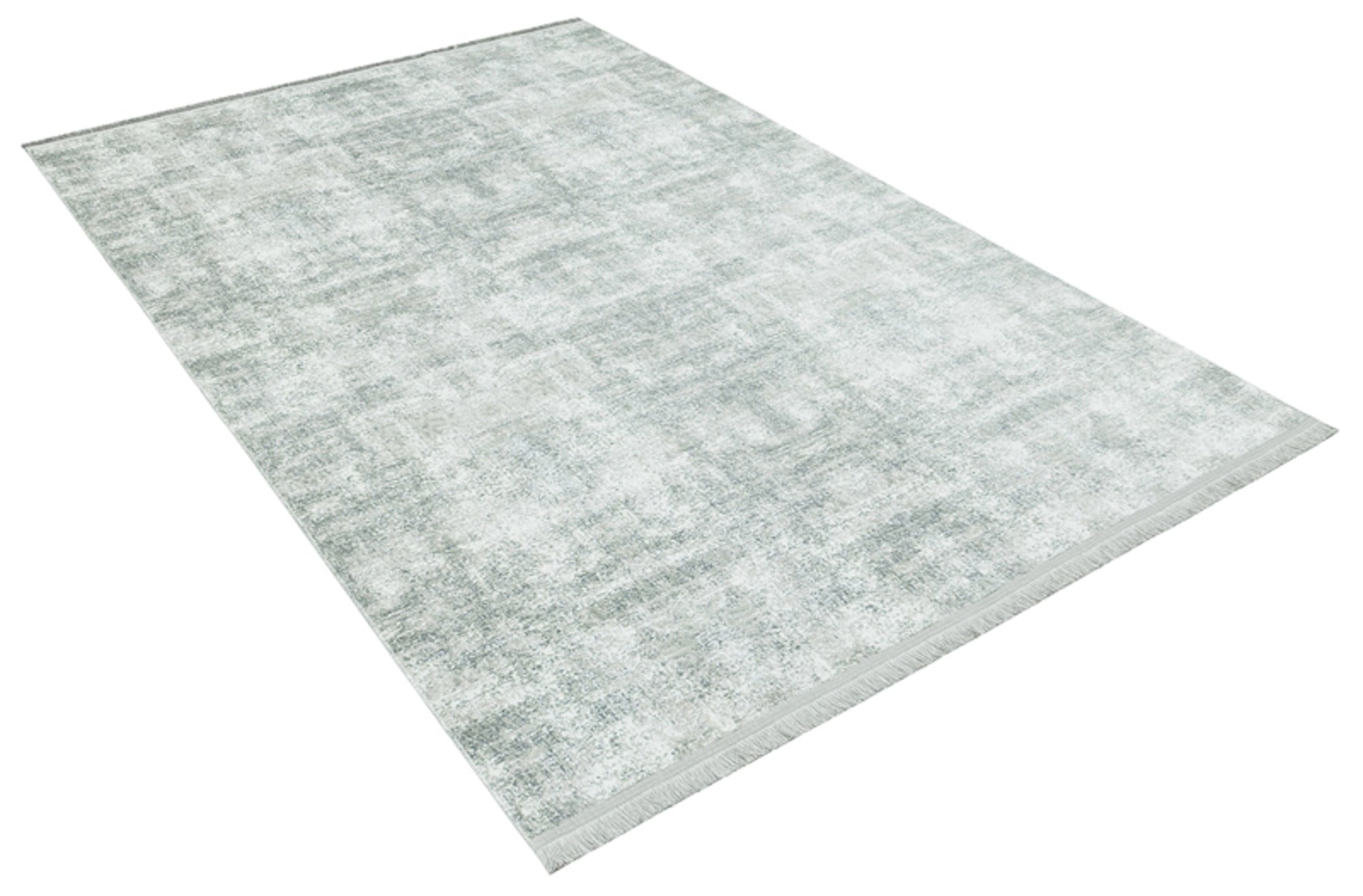 Vintage Area Rug - White Cotton Wool Blend Machine Made Rug for Living Room