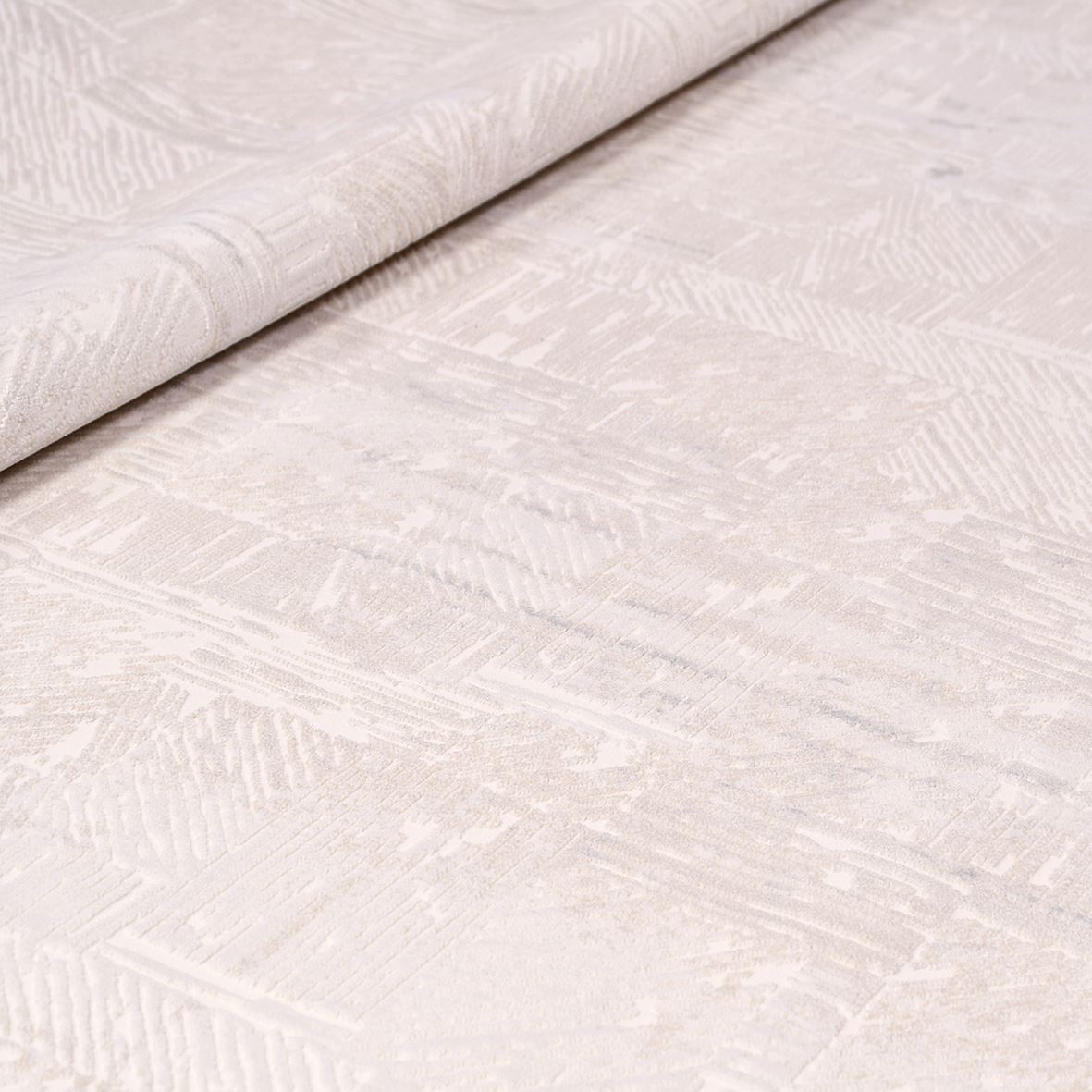 Cream Geometric Area Rug - Machine Made Rug With 6mm Pile Height | Durable Polyester Carpet