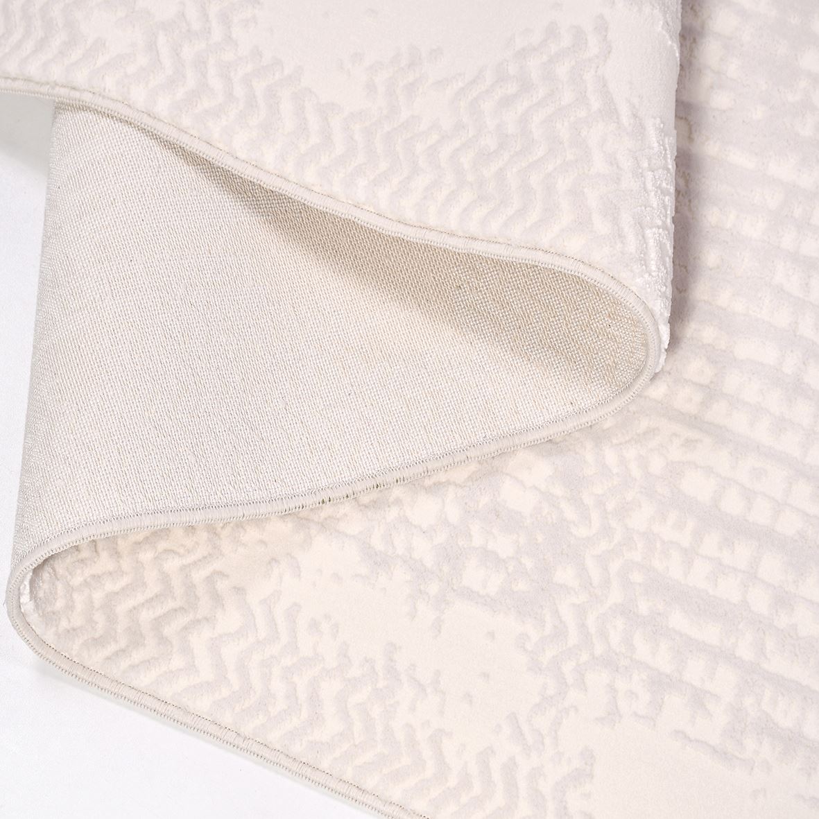 White Striped Area Rug - Machine Made Rug | Durable Polyester Carpet by Crea