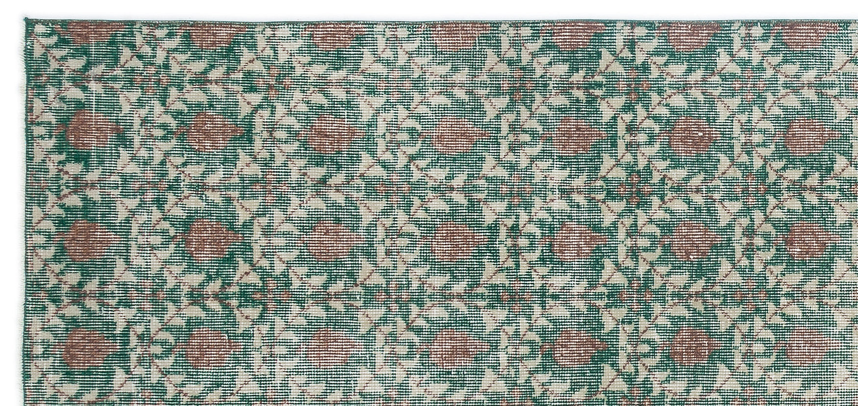 Atina Green Vintage Wool Handmade Area Rug 3'10" x 8'2"