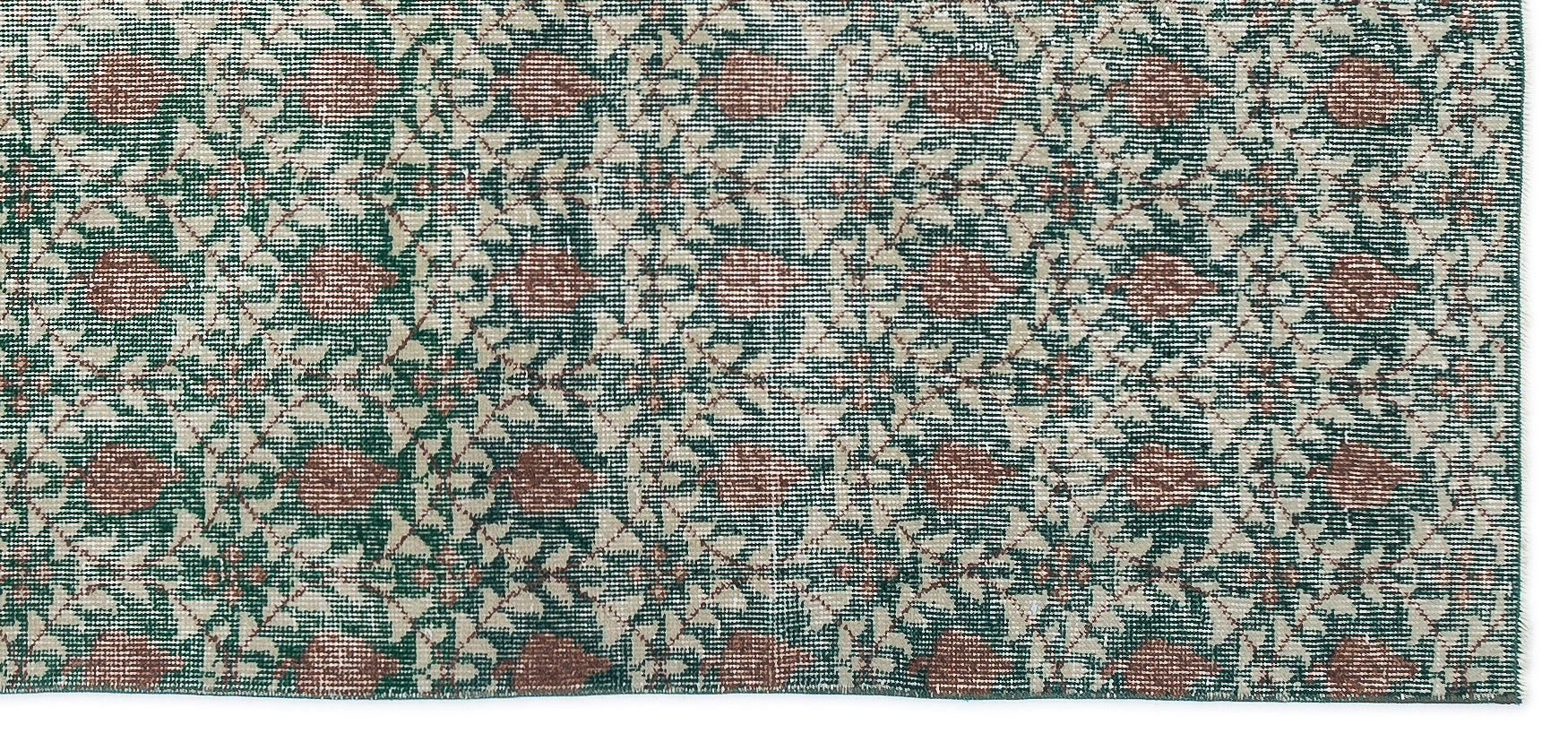 Atina Green Vintage Wool Handmade Area Rug 3'10" x 8'2"