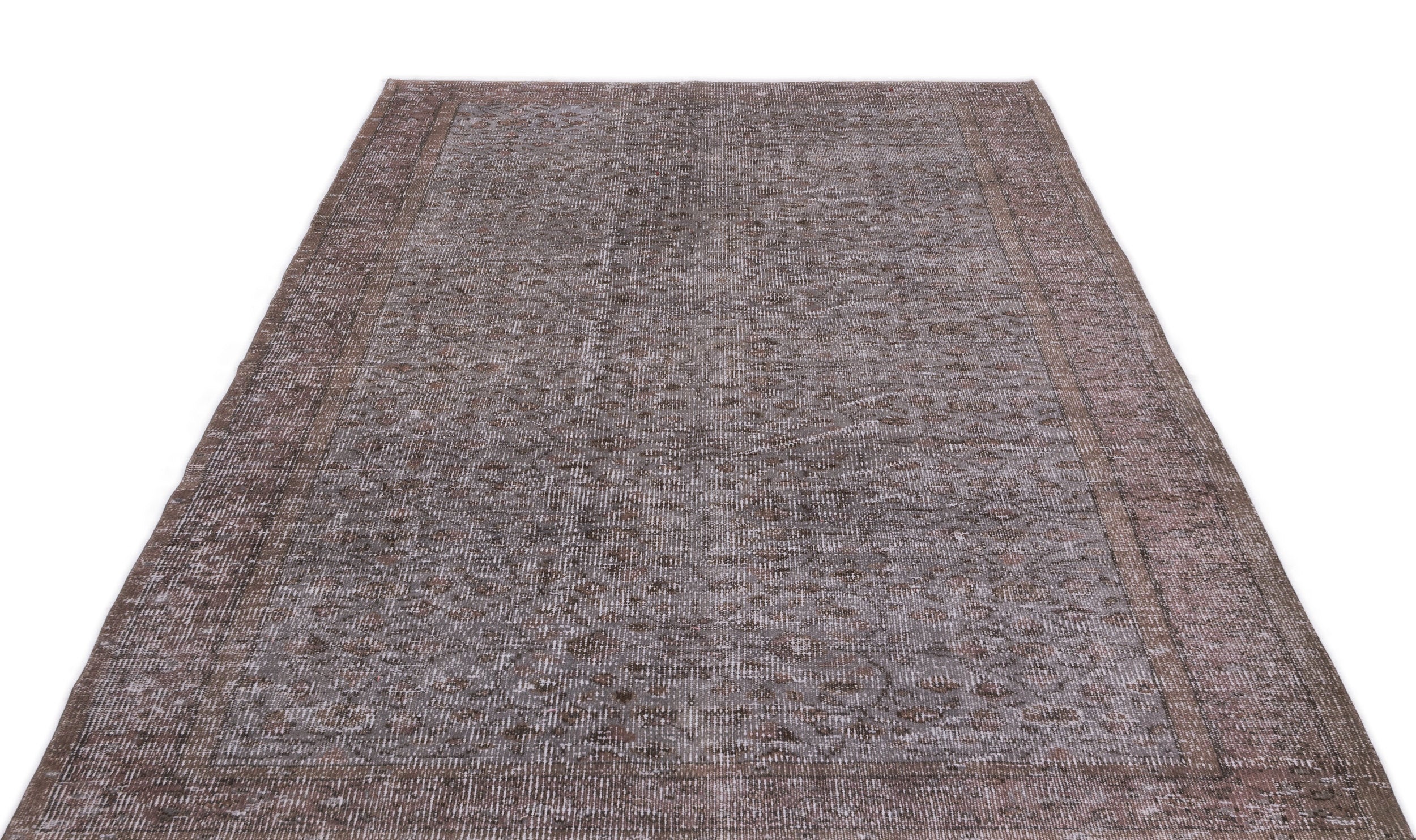 Atina Grey Vintage Wool Handmade Area Rug 4'8" x 9'6"