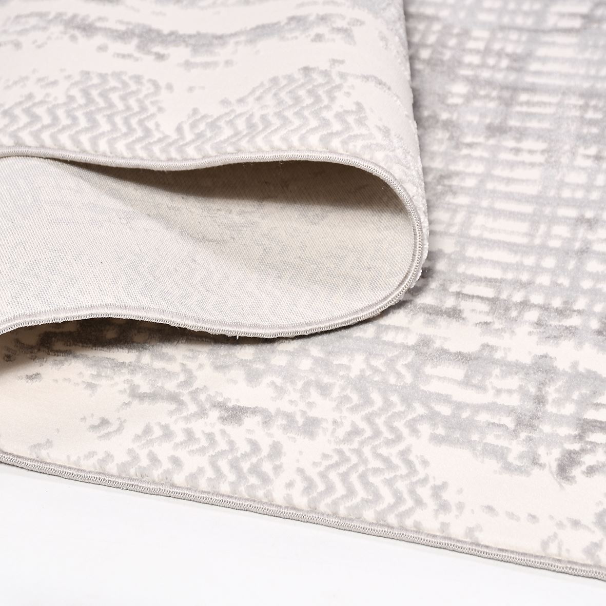 Striped Area Rug - Machine Made Rug With 6mm Pile | Grey Polyester Carpet