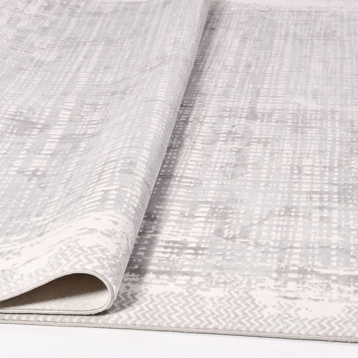 Striped Area Rug - Machine Made Rug With 6mm Pile | Grey Polyester Carpet