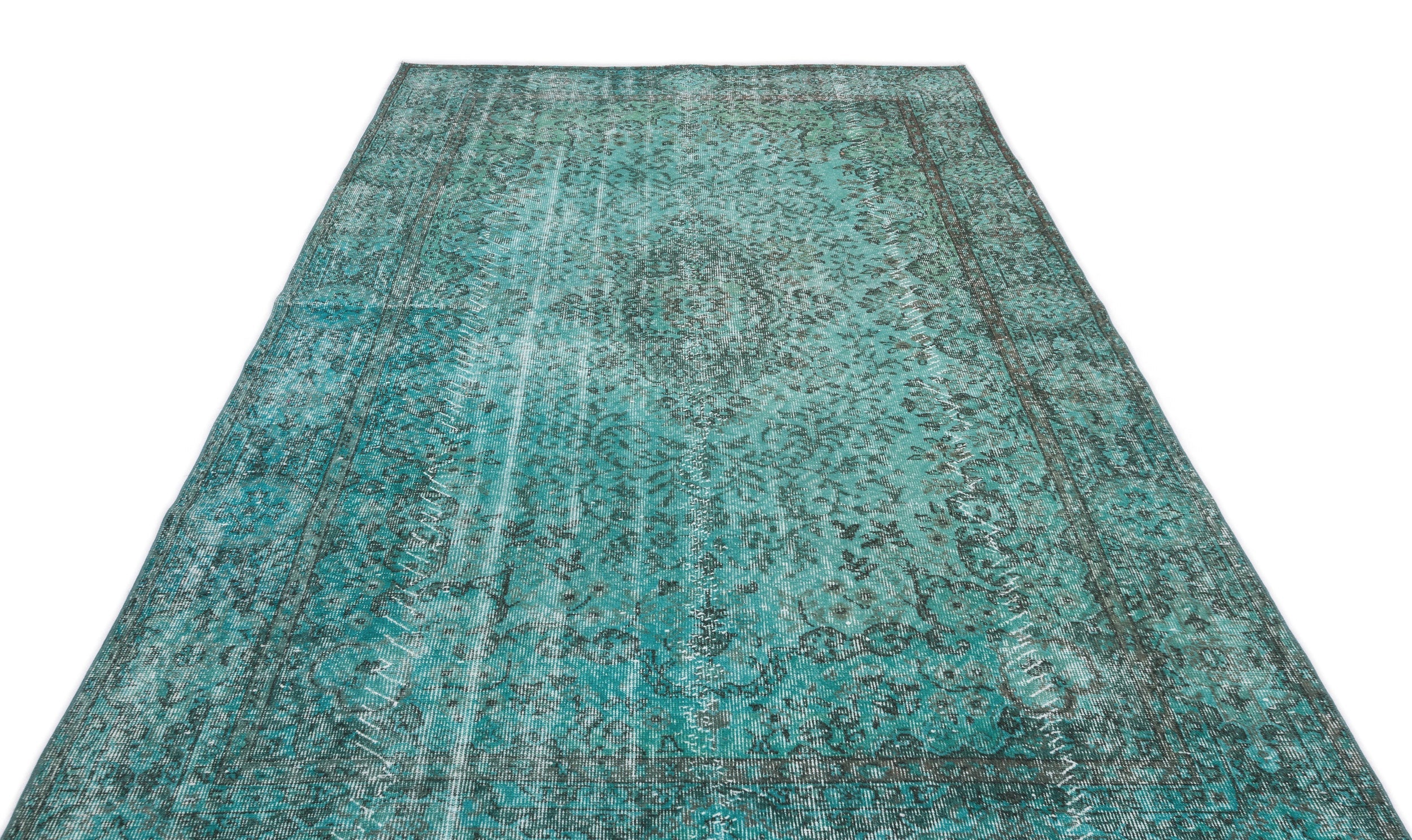Atina Turquoise Vintage Wool Handmade Area Rug 6'0" x 9'5"