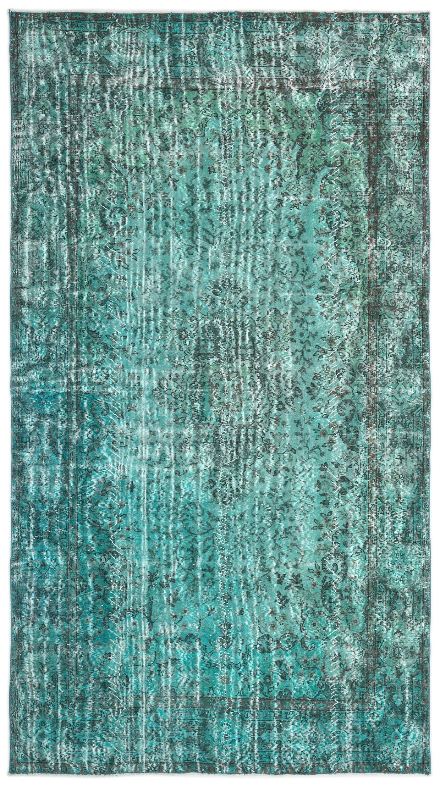 Atina Turquoise Vintage Wool Handmade Area Rug 6'0" x 9'5"