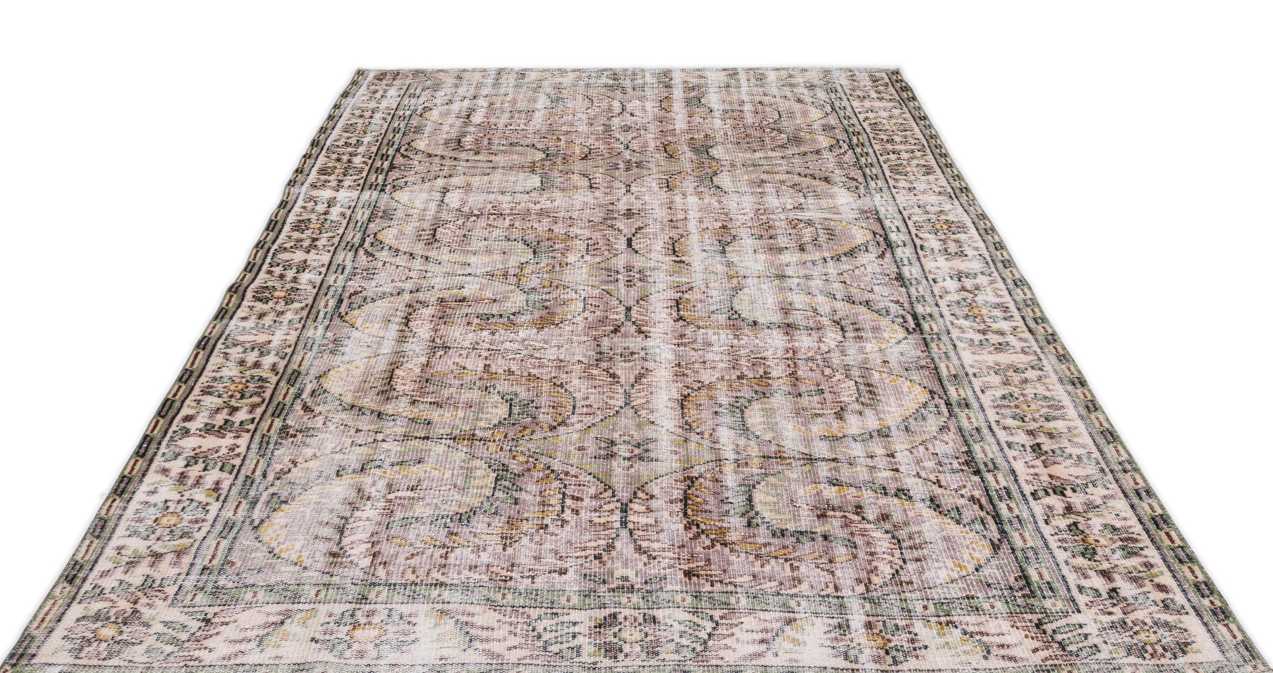 Atina Cream Vintage Wool Handmade Area Rug 6'1" x 9'0"