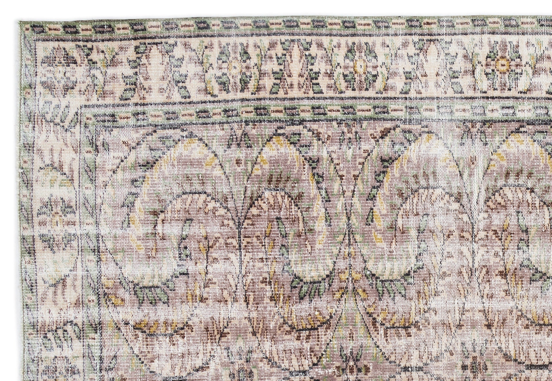 Atina Cream Vintage Wool Handmade Area Rug 6'1" x 9'0"