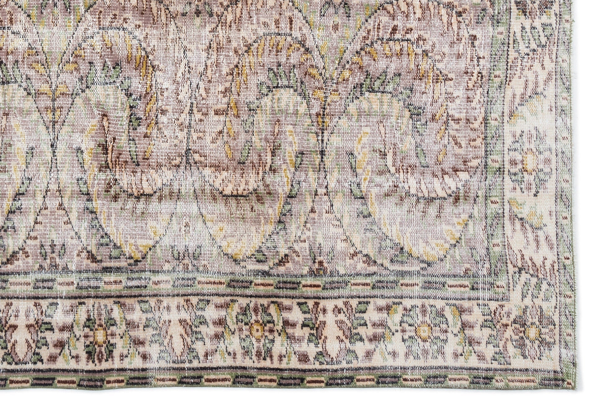 Atina Cream Vintage Wool Handmade Area Rug 6'1" x 9'0"