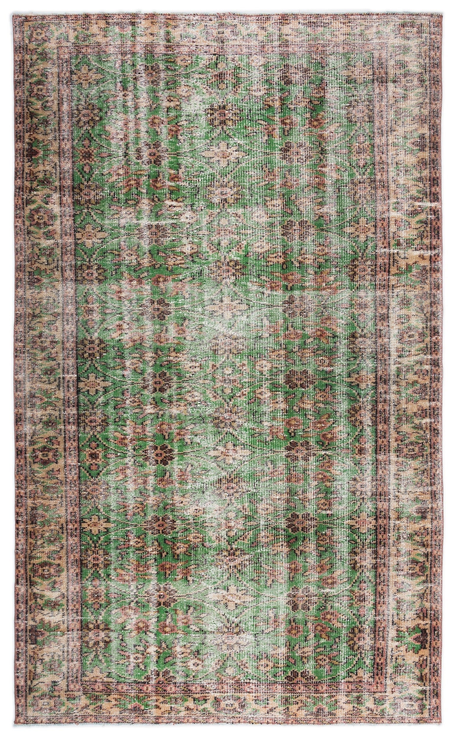 Atina Cream Vintage Wool Handmade Area Rug 5'1" x 8'7"