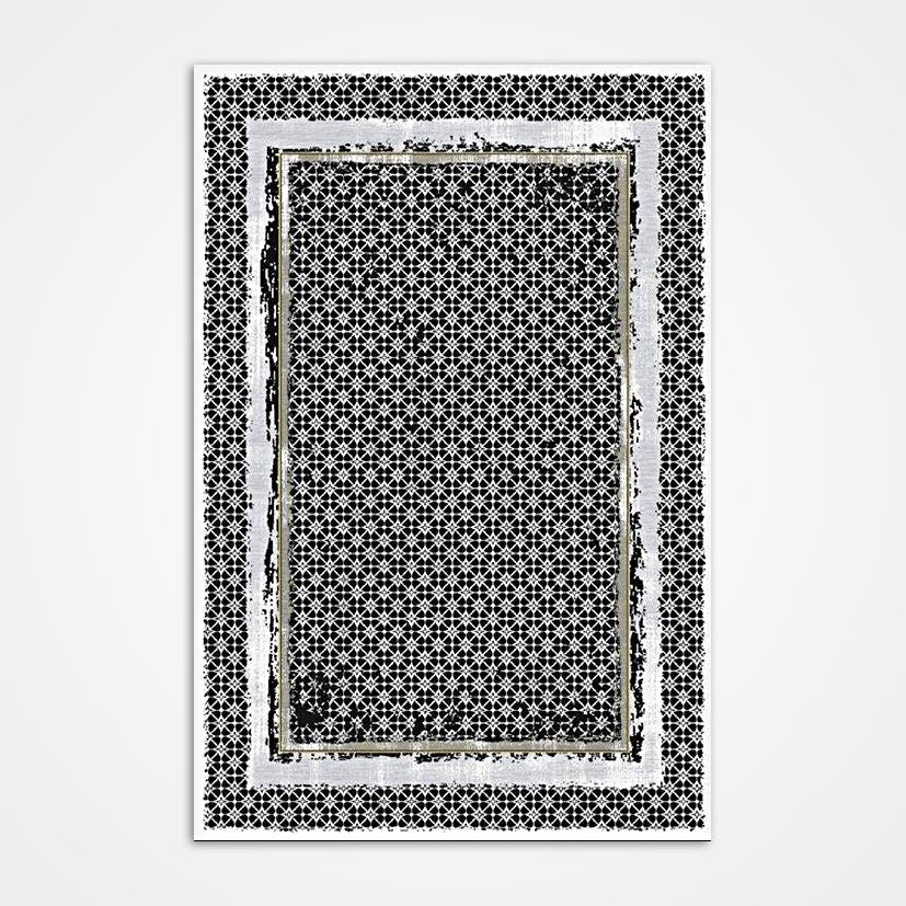 Black Frame Area Rug – Machine Made Polyester Rug With 6mm Pile Height