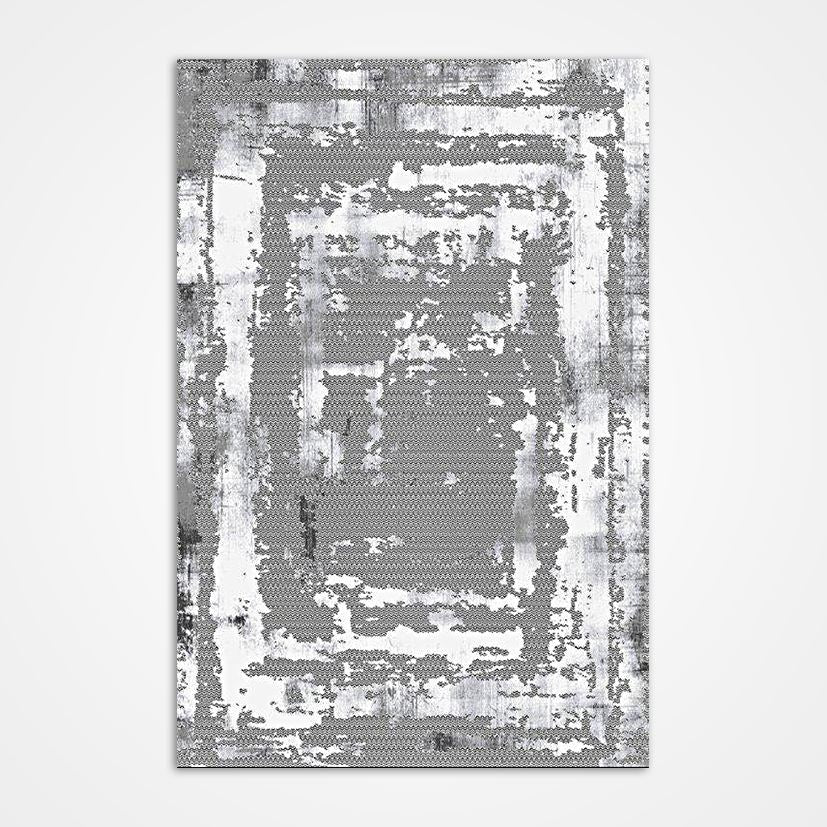 Modern Area Rug – Machine Made Grey Polyester 6mm Pile Washable Carpet