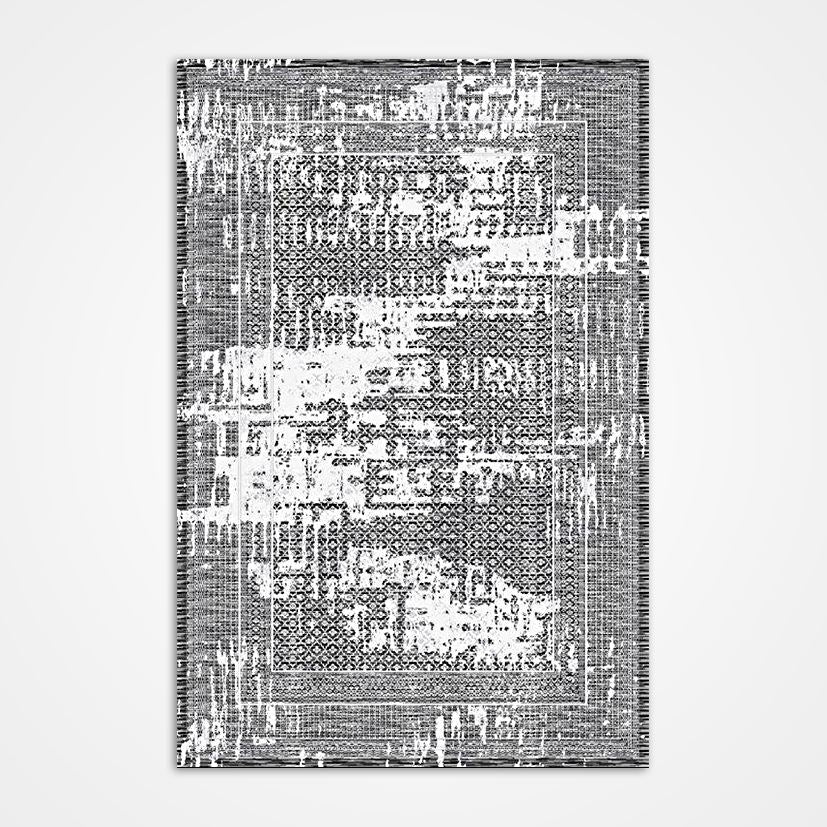 Modern Area Rug – Machine Made Grey Black Rug with 6mm Pile, Durable Polyester