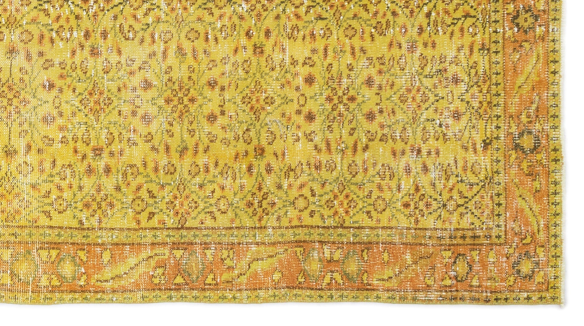 Atina Yellow Vintage Wool Handmade Area Rug 4'10" x 8'9"