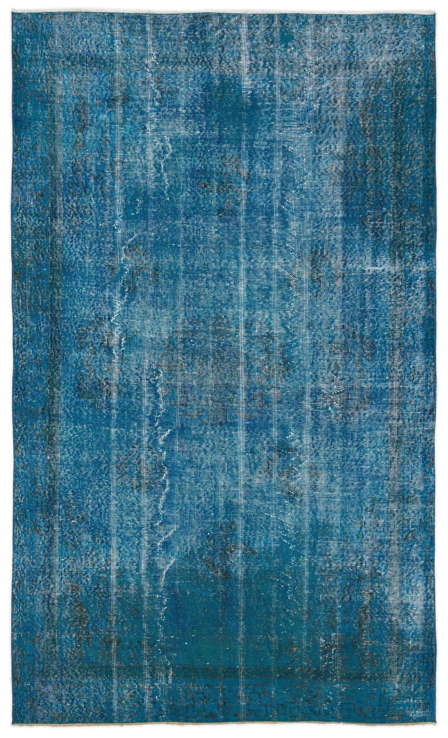 Atina Turquoise Vintage Wool Handmade Area Rug 5'1" x 8'7"