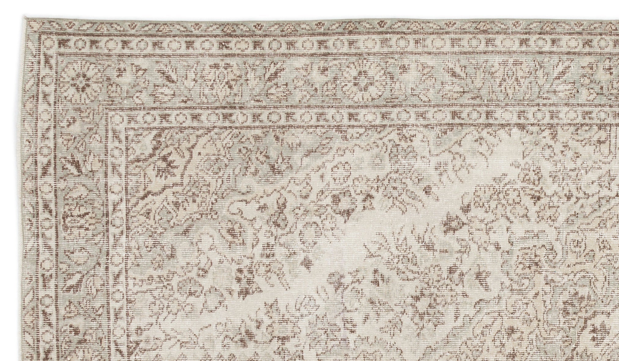 Atina Beige Vintage Wool Handmade Area Rug 5'5" x 9'7"