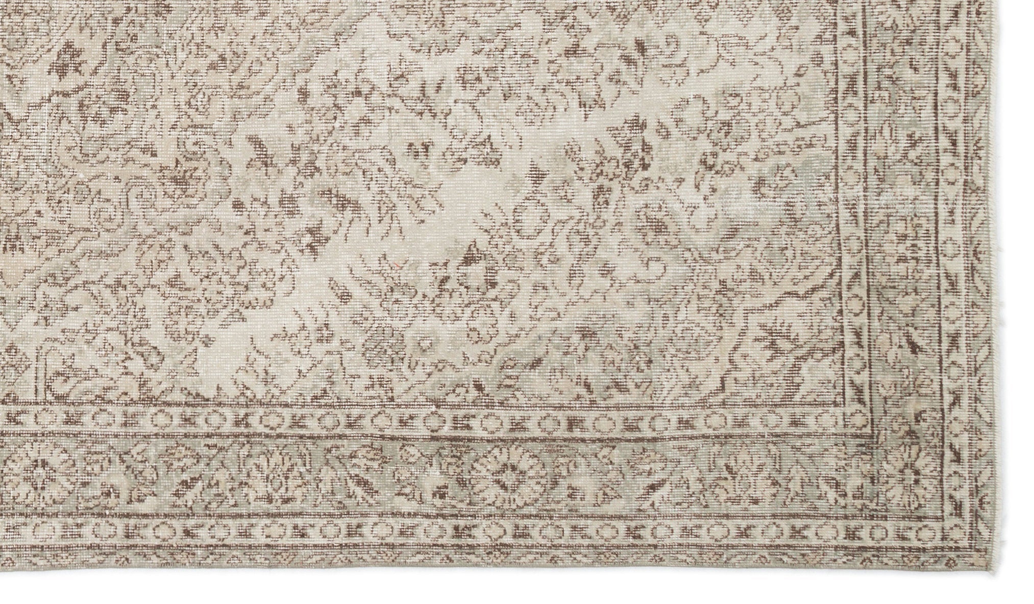 Atina Beige Vintage Wool Handmade Area Rug 5'5" x 9'7"