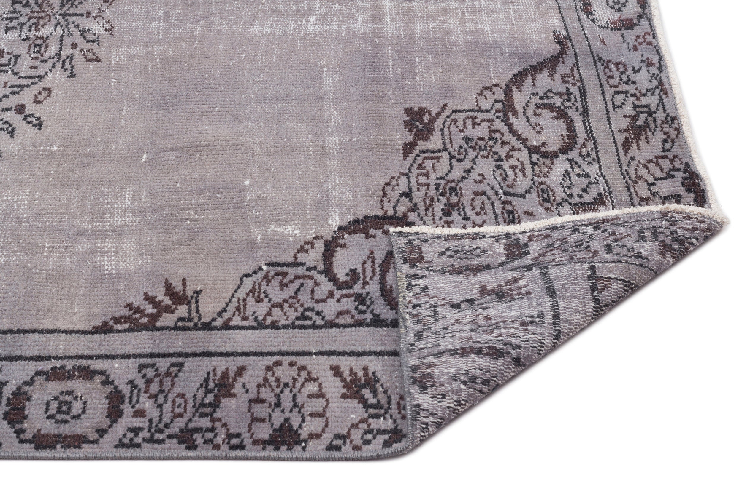 Atina Grey Vintage Wool Handmade Area Rug 5'7" x 9'3"