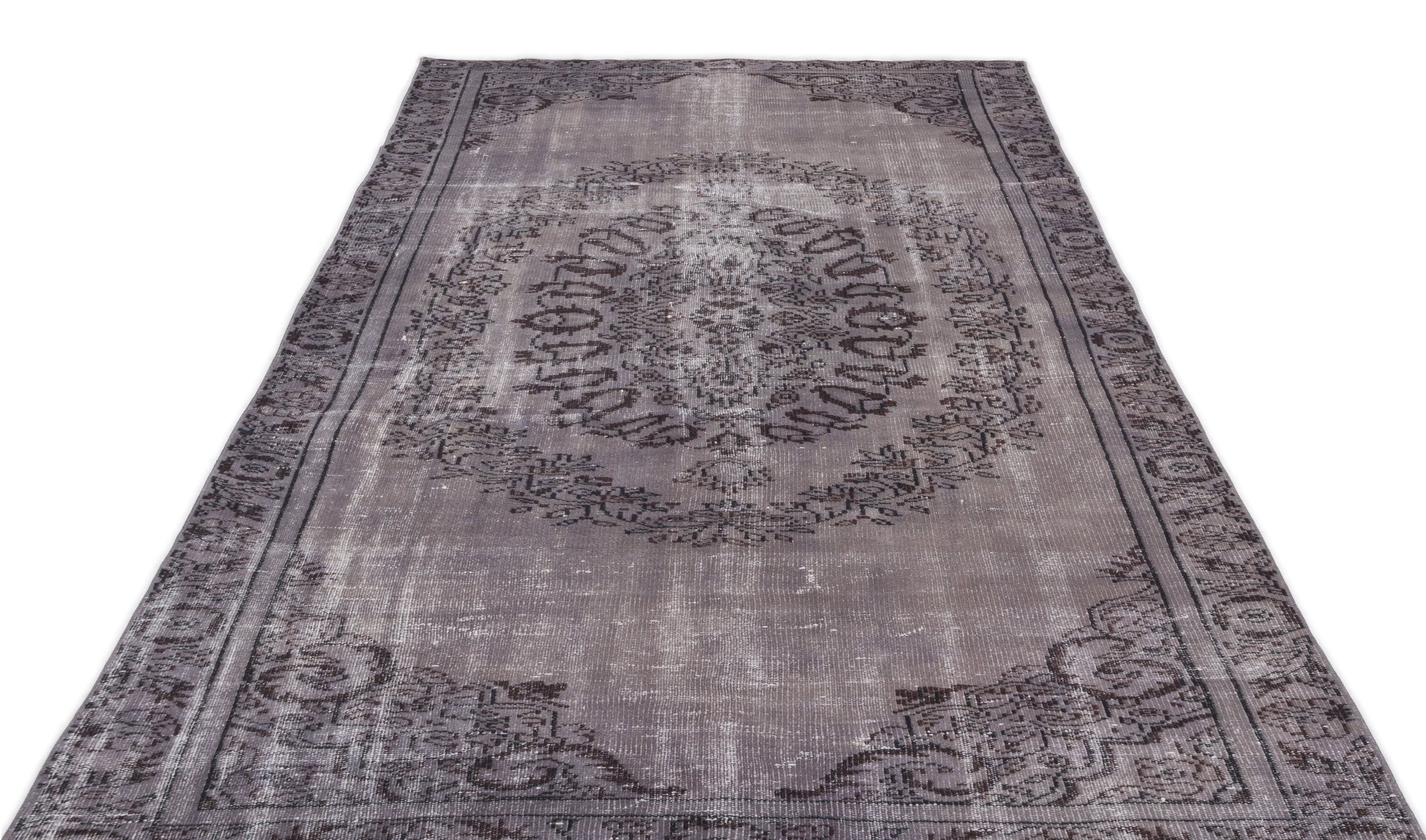 Atina Grey Vintage Wool Handmade Area Rug 5'7" x 9'3"