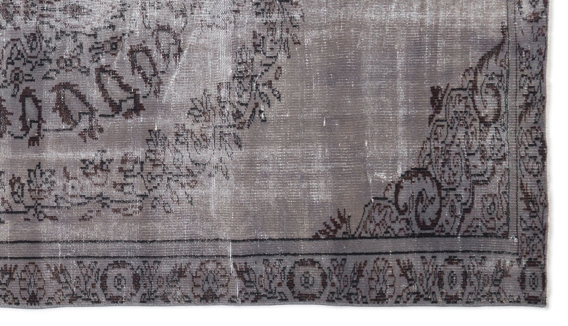 Atina Grey Vintage Wool Handmade Area Rug 5'7" x 9'3"