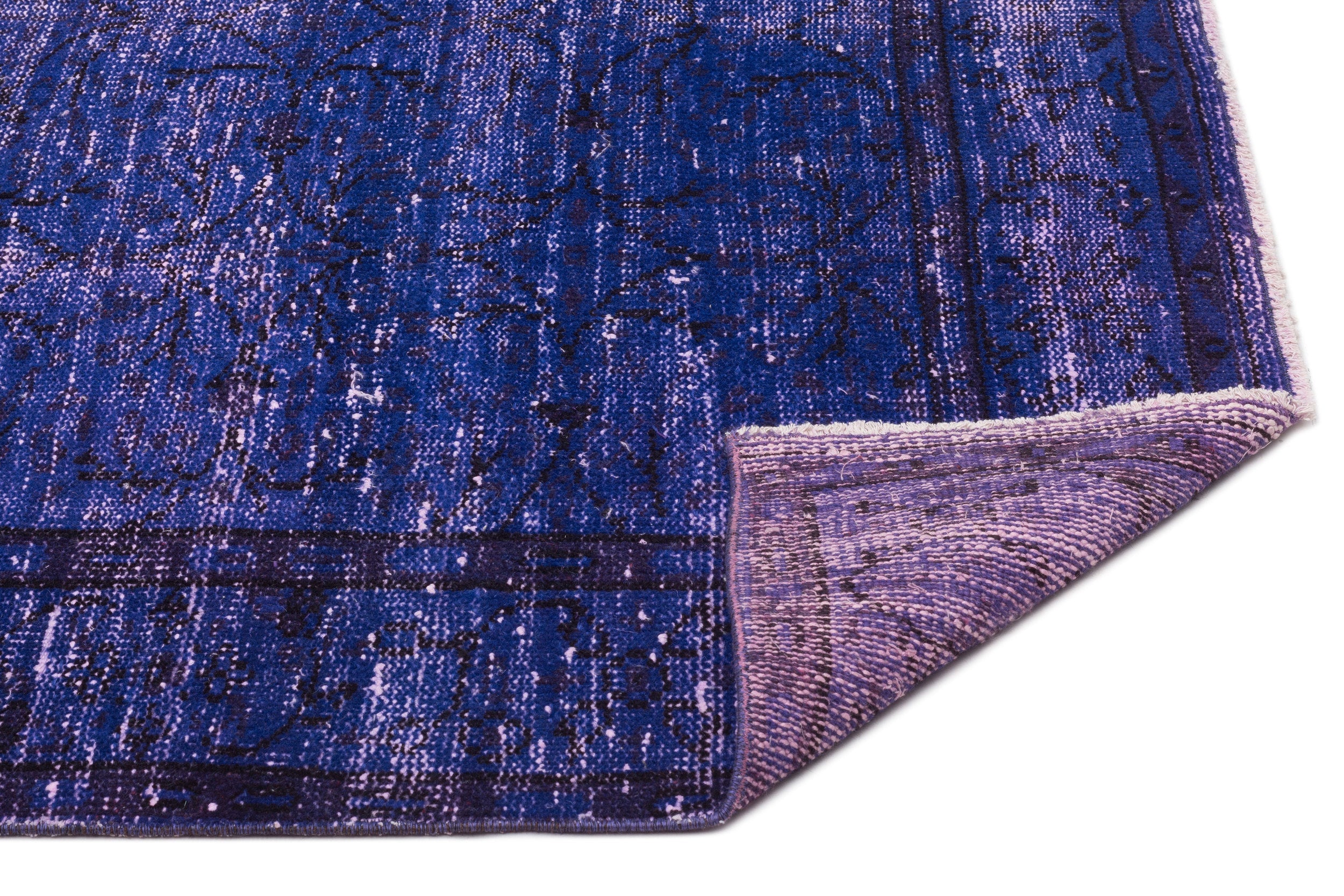 Atina Purple Vintage Wool Handmade Area Rug 5'4" x 8'11"