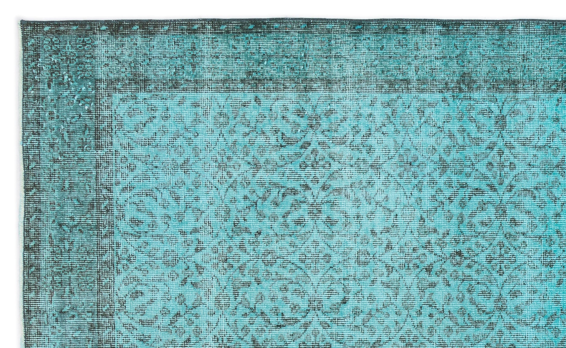 Atina Turquoise Vintage Wool Handmade Area Rug 5'3" x 8'9"