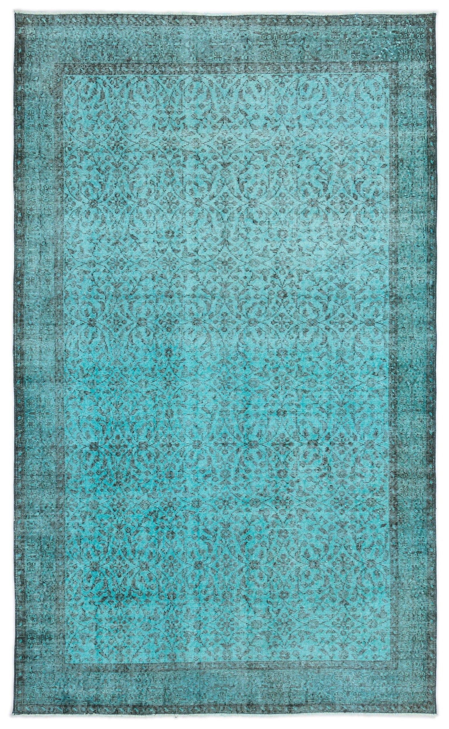 Atina Turquoise Vintage Wool Handmade Area Rug 5'3" x 8'9"