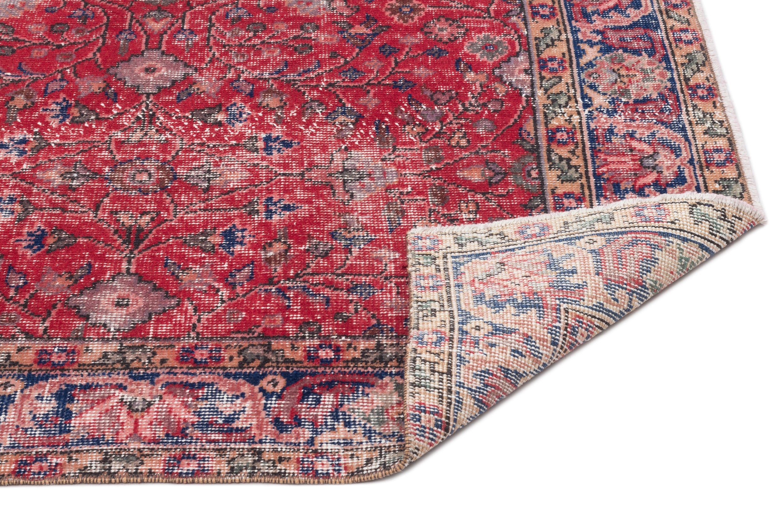 Atina Red Vintage Wool Handmade Area Rug 5'4" x 9'3"