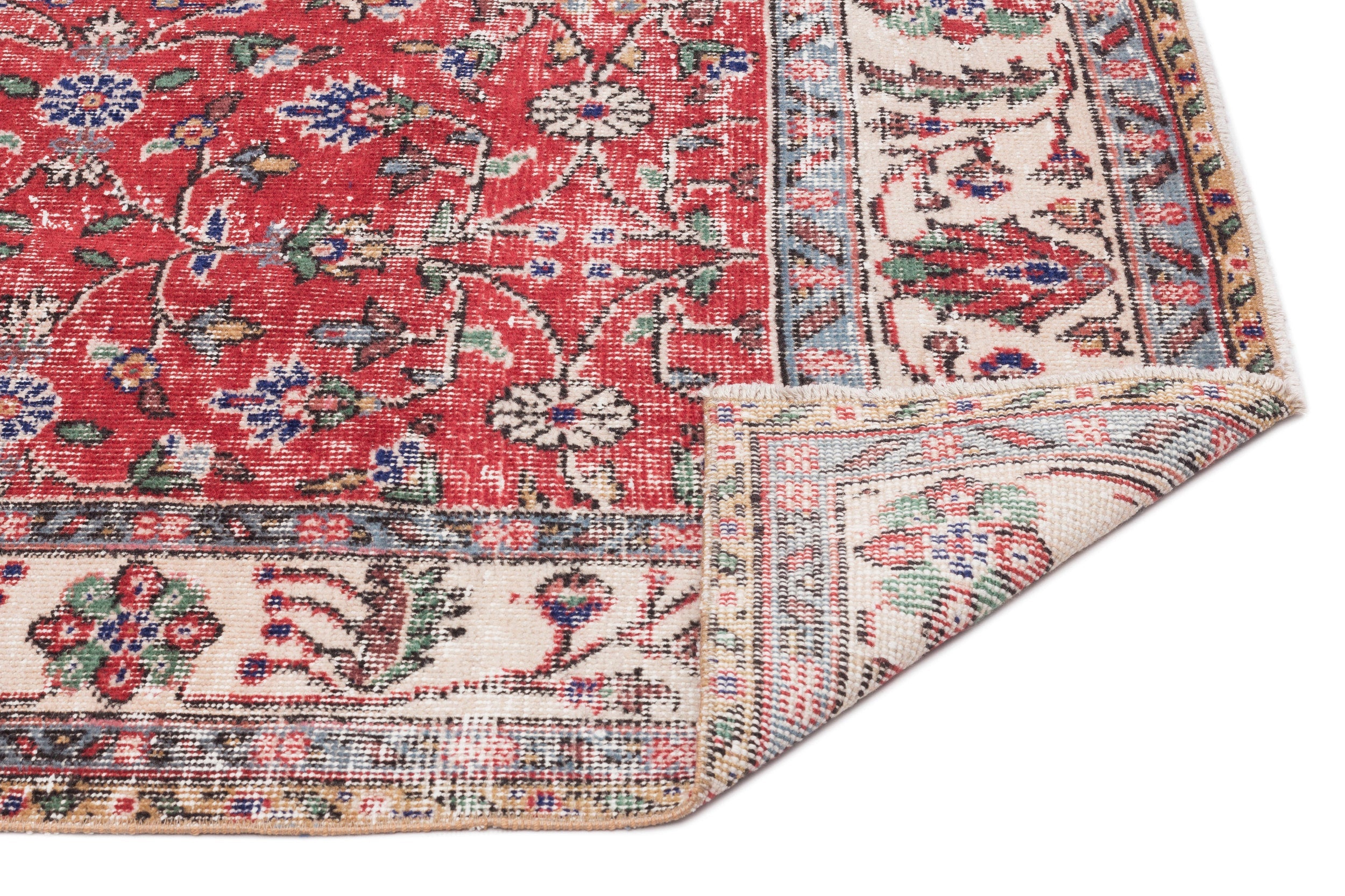 Atina Red Vintage Wool Handmade Area Rug 4'10" x 8'8"