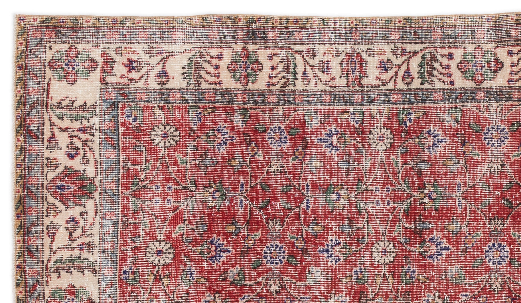 Atina Red Vintage Wool Handmade Area Rug 4'10" x 8'8"