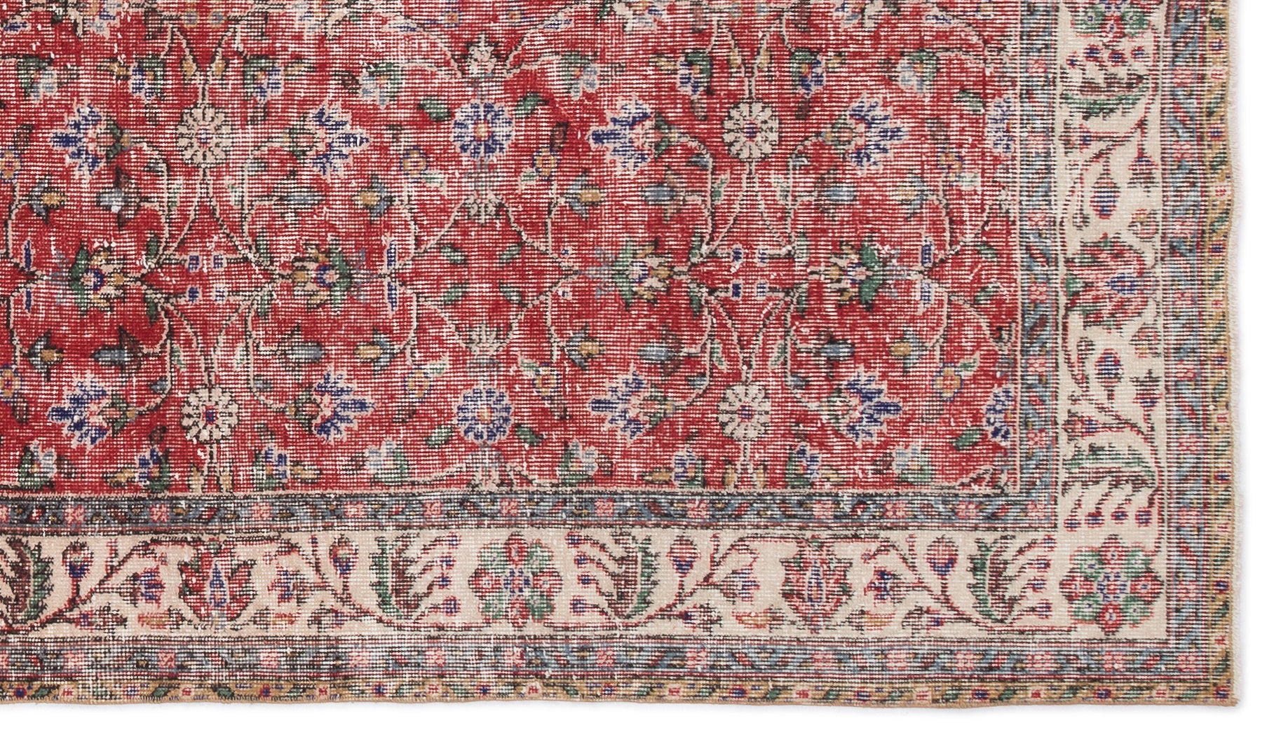 Atina Red Vintage Wool Handmade Area Rug 4'10" x 8'8"