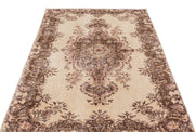 Atina Beige Vintage Wool Handmade Area Rug 3'11" x 6'9"