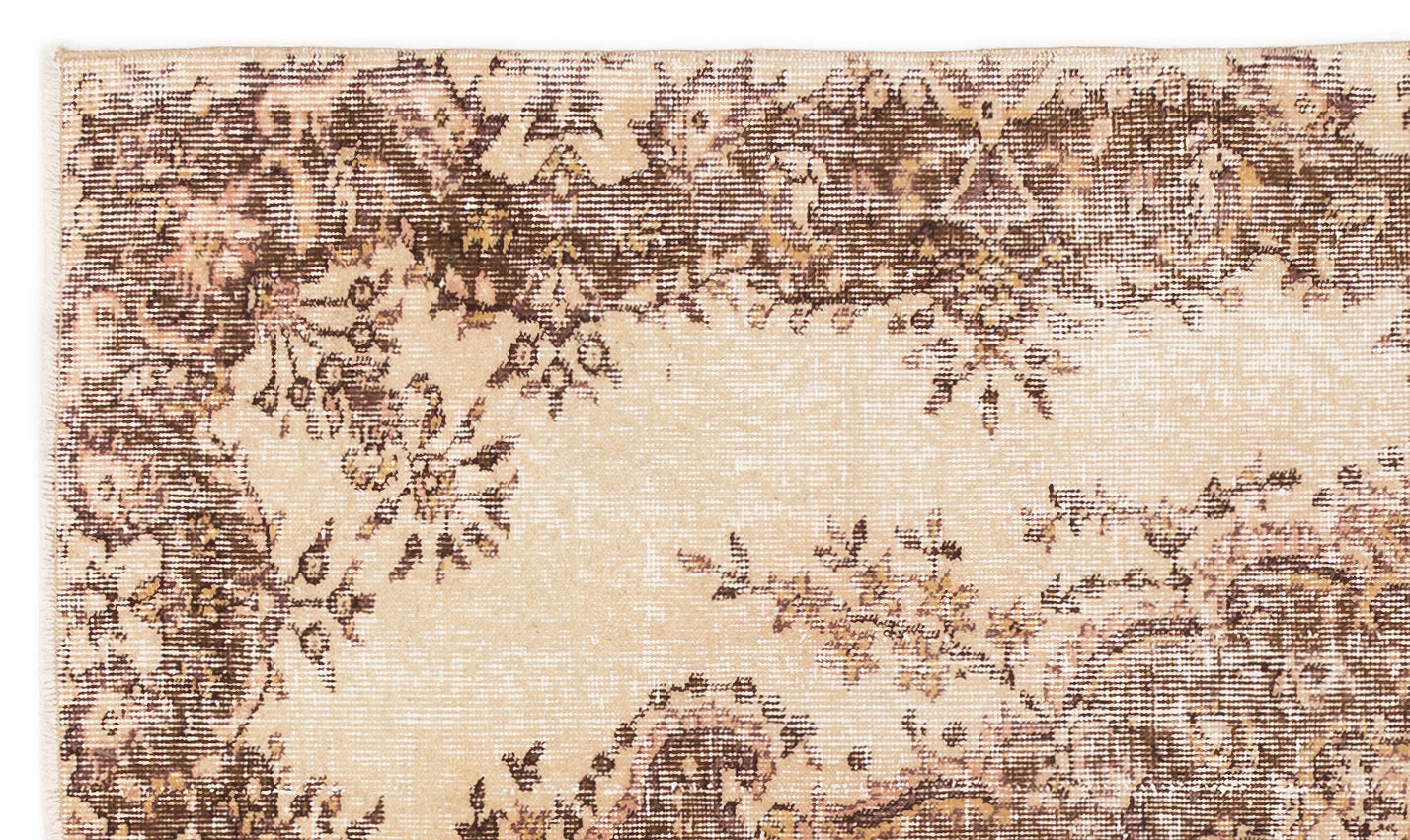 Atina Beige Vintage Wool Handmade Area Rug 3'11" x 6'9"