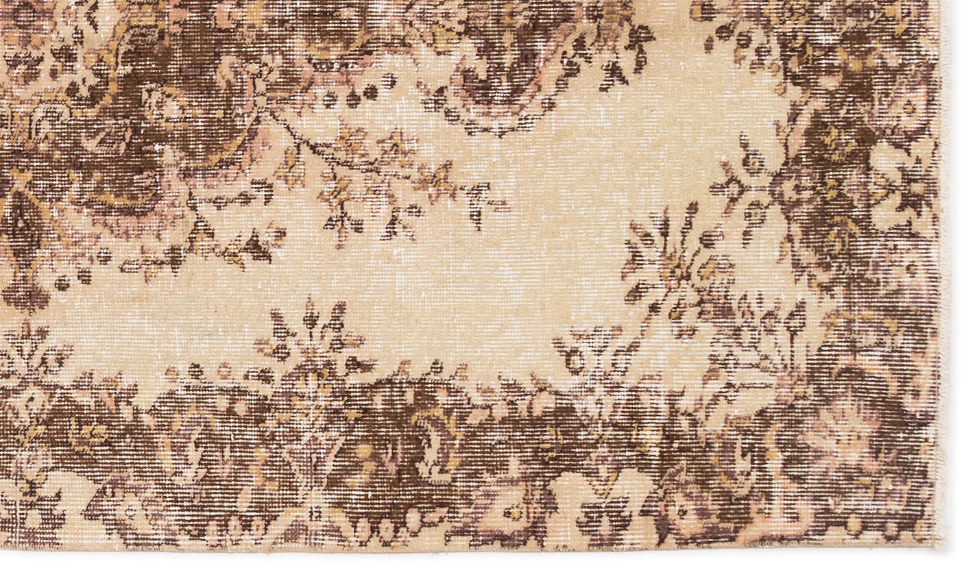 Atina Beige Vintage Wool Handmade Area Rug 3'11" x 6'9"