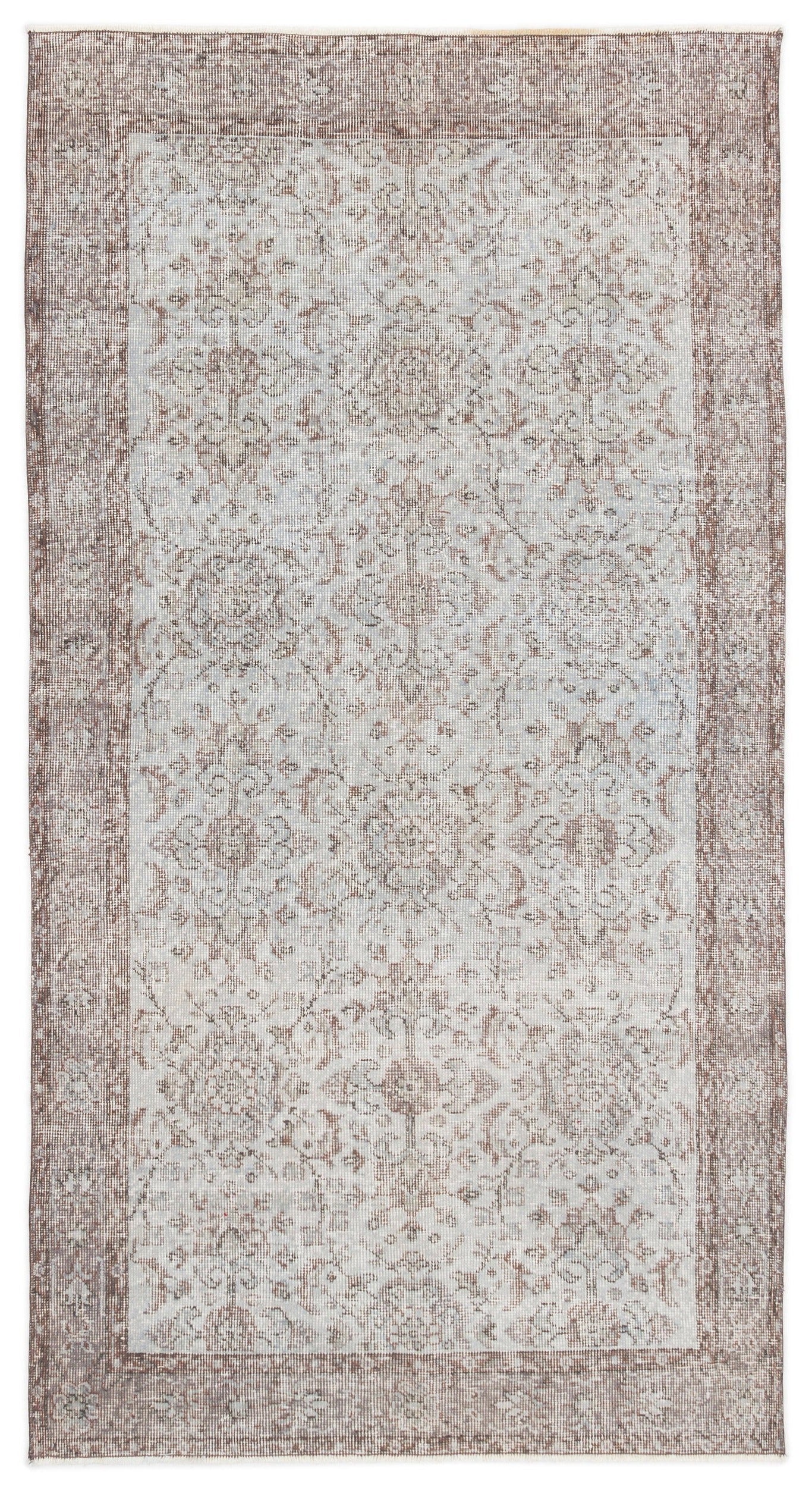 Atina Beige Vintage Wool Handmade Area Rug 3'9" x 6'11"