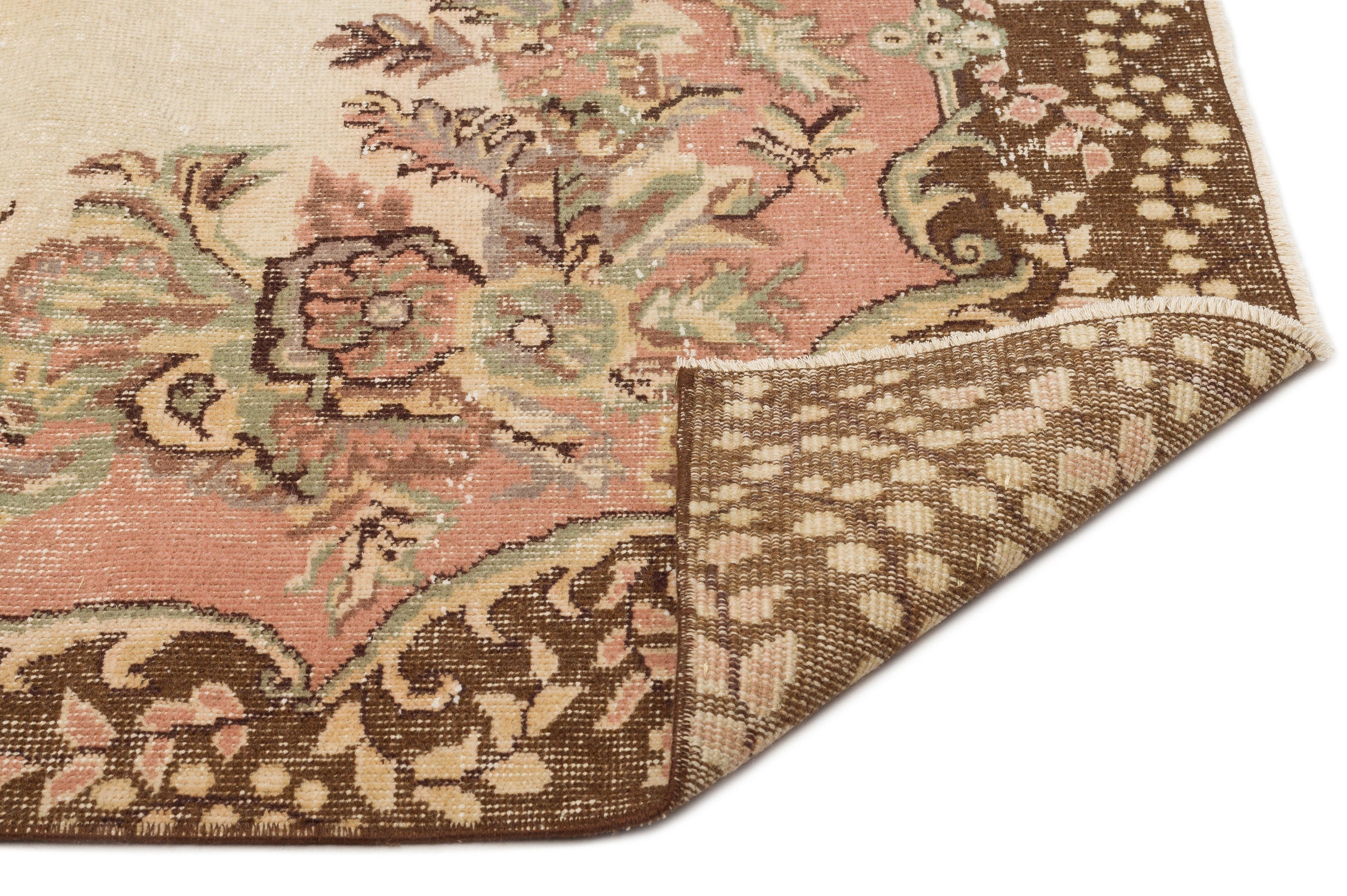 Atina 16926 Beige Vintage Wool Handmade Area Rug 5'6" x 9'3"
