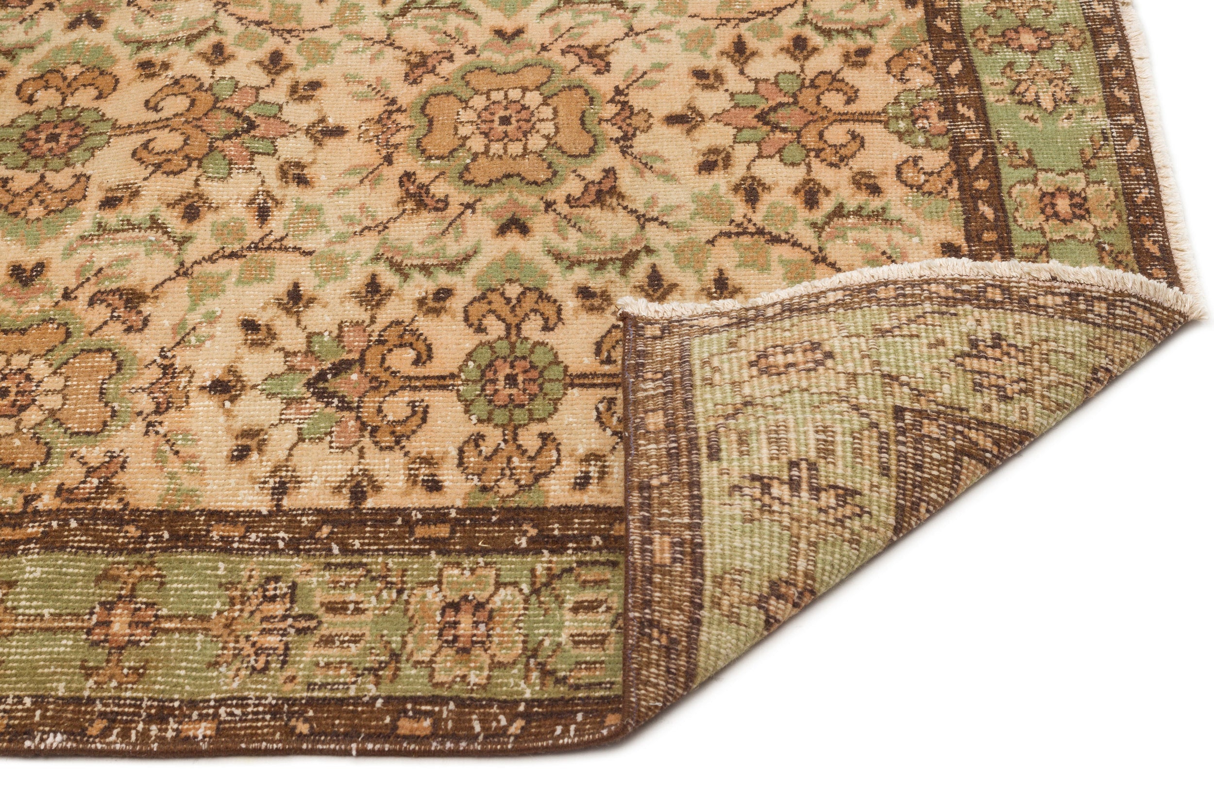 Atina Beige Vintage Wool Handmade Area Rug 5'8" x 8'7"