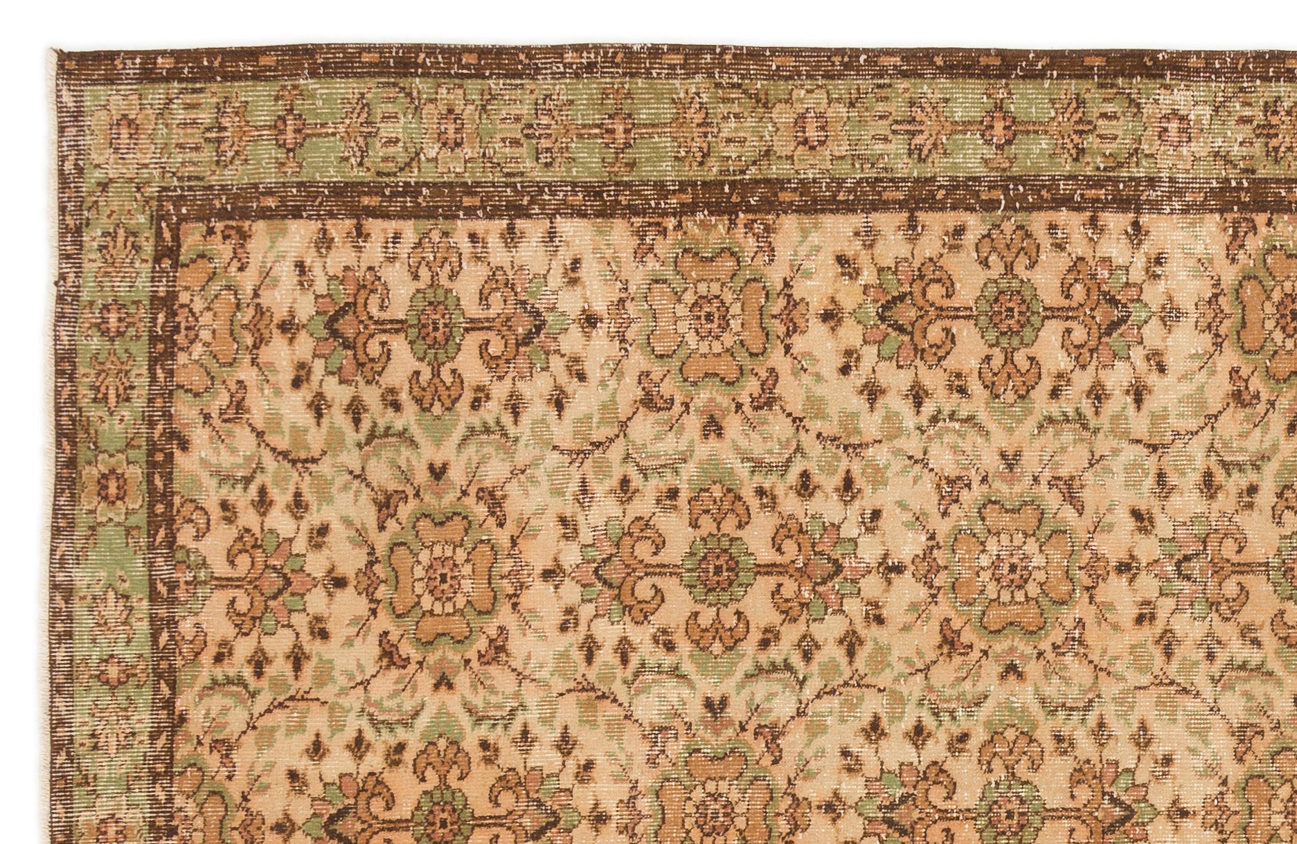 Atina Beige Vintage Wool Handmade Area Rug 5'8" x 8'7"