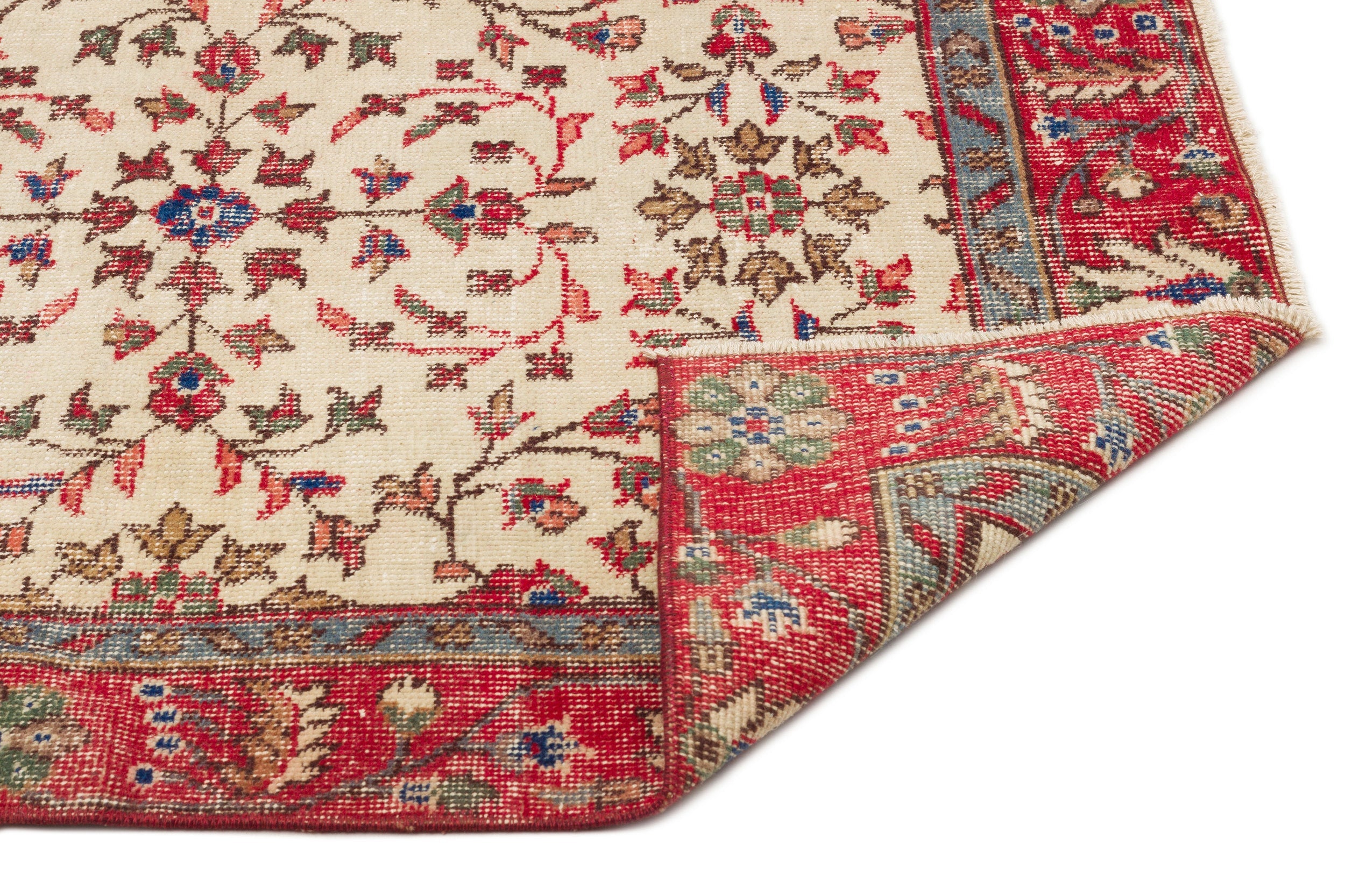 Atina Beige Vintage Wool Handmade Area Rug 4'10" x 8'8"