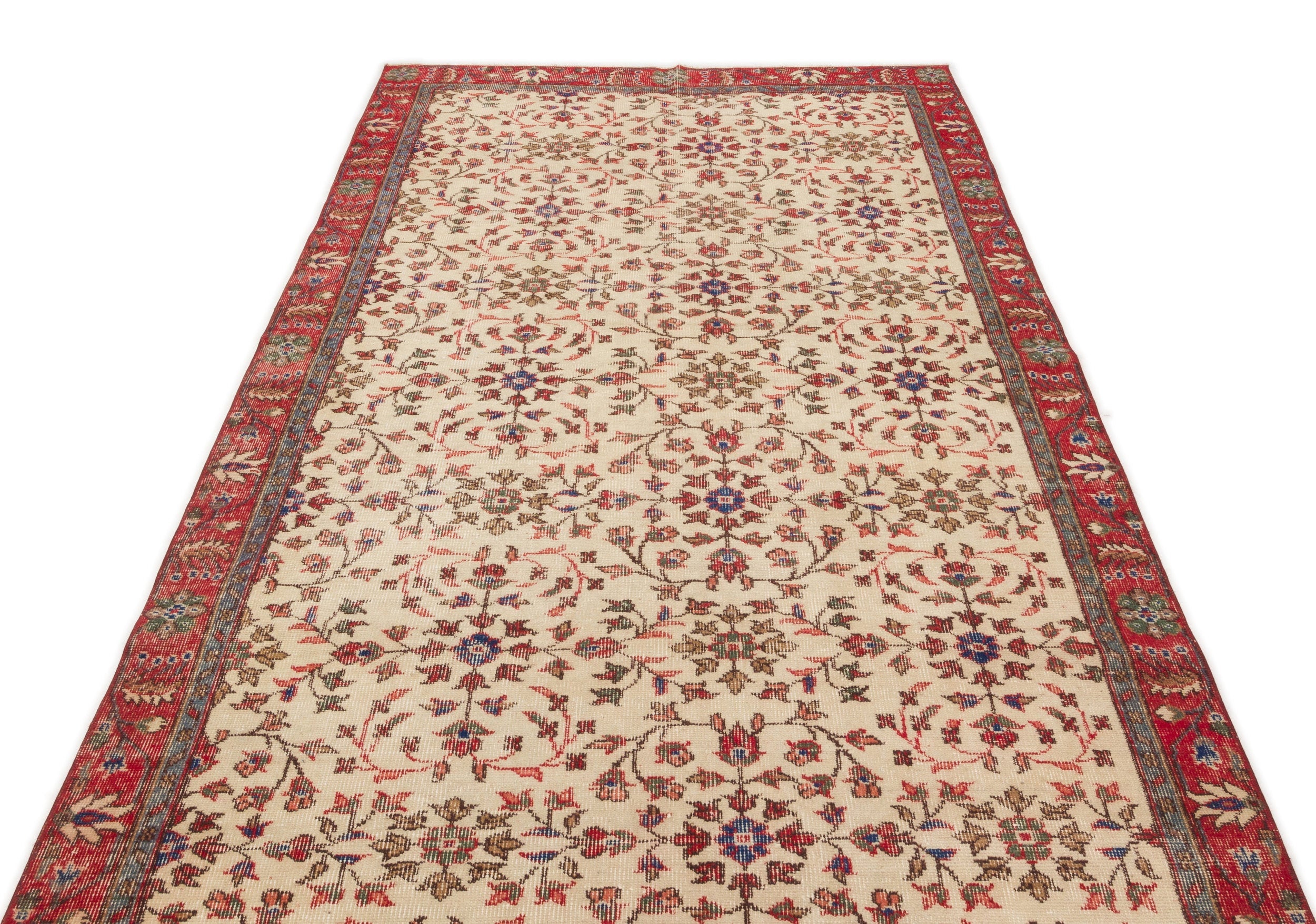 Atina Beige Vintage Wool Handmade Area Rug 4'10" x 8'8"