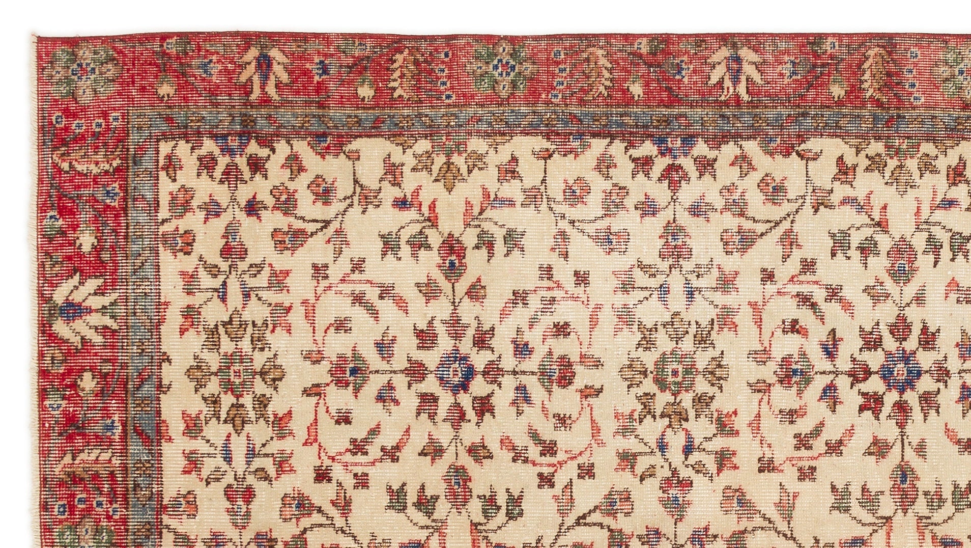 Atina Beige Vintage Wool Handmade Area Rug 4'10" x 8'8"