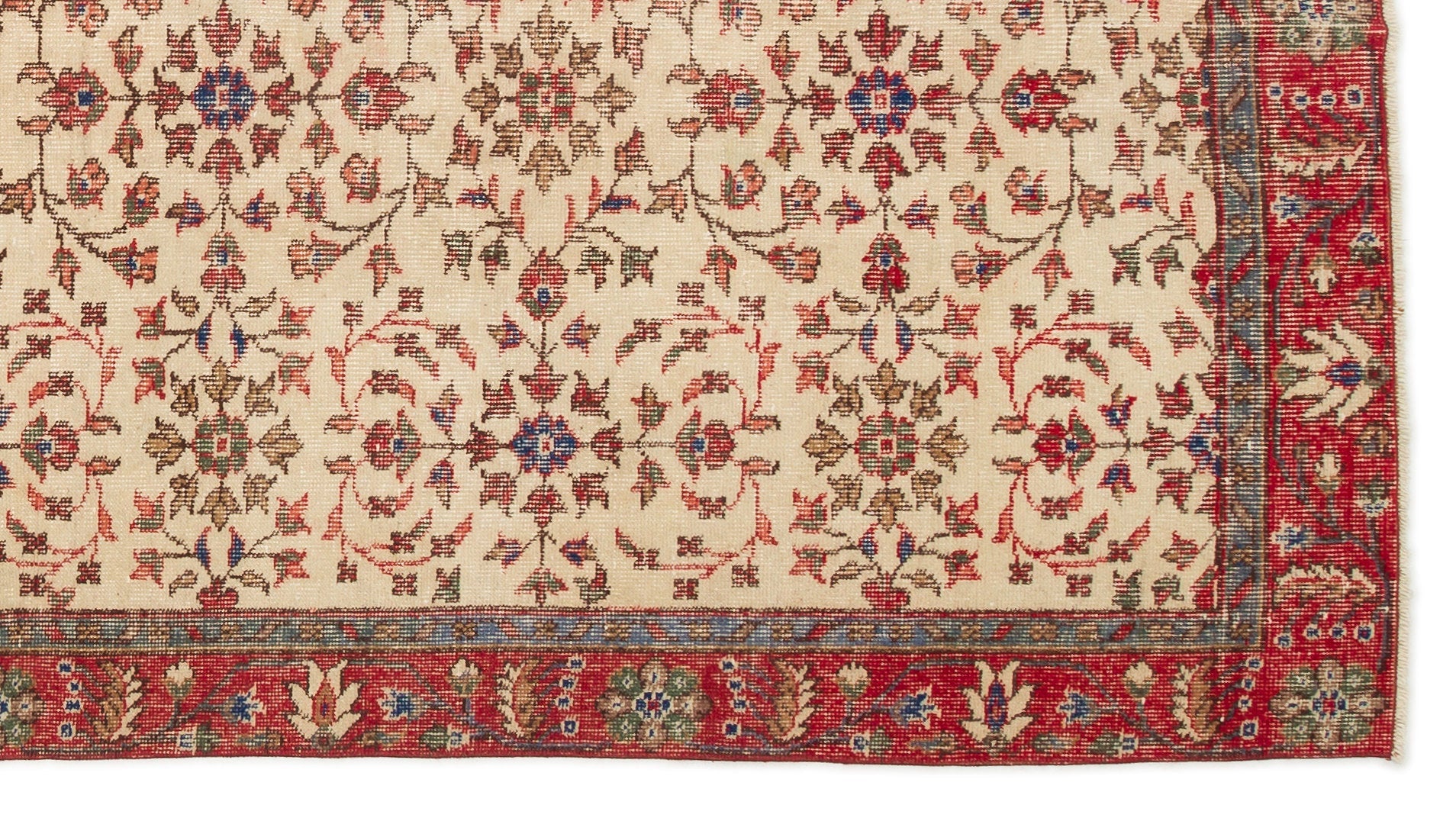Atina Beige Vintage Wool Handmade Area Rug 4'10" x 8'8"
