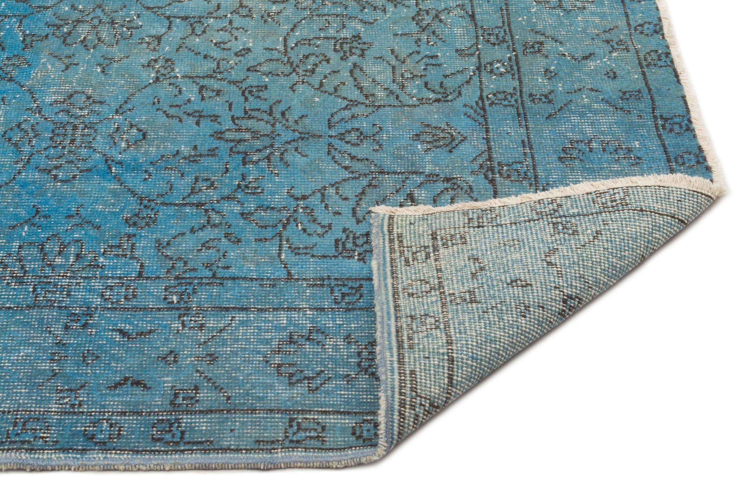 Atina 16979 Turquoise Vintage Wool Handmade Area Rug 5'5" x 9'2"