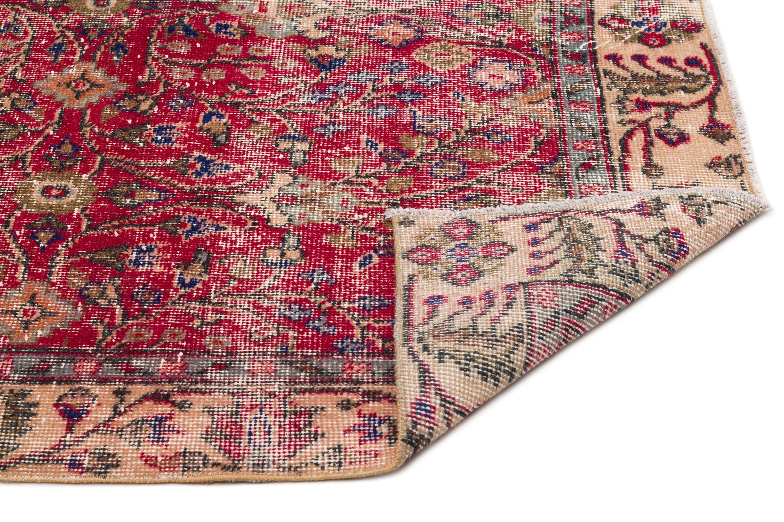 Atina Red Vintage Wool Handmade Area Rug 4'11" x 8'7"