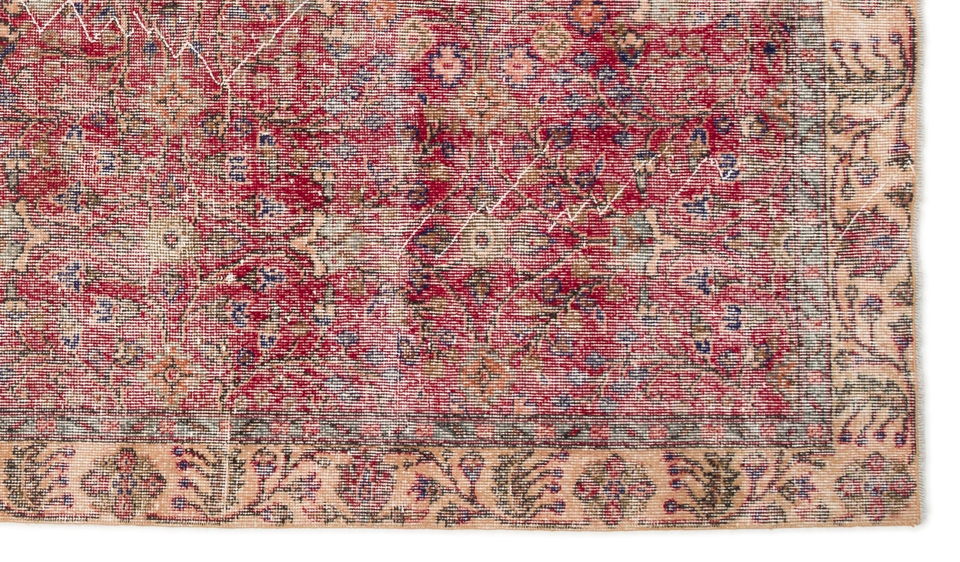 Atina Red Vintage Wool Handmade Area Rug 4'11" x 8'7"