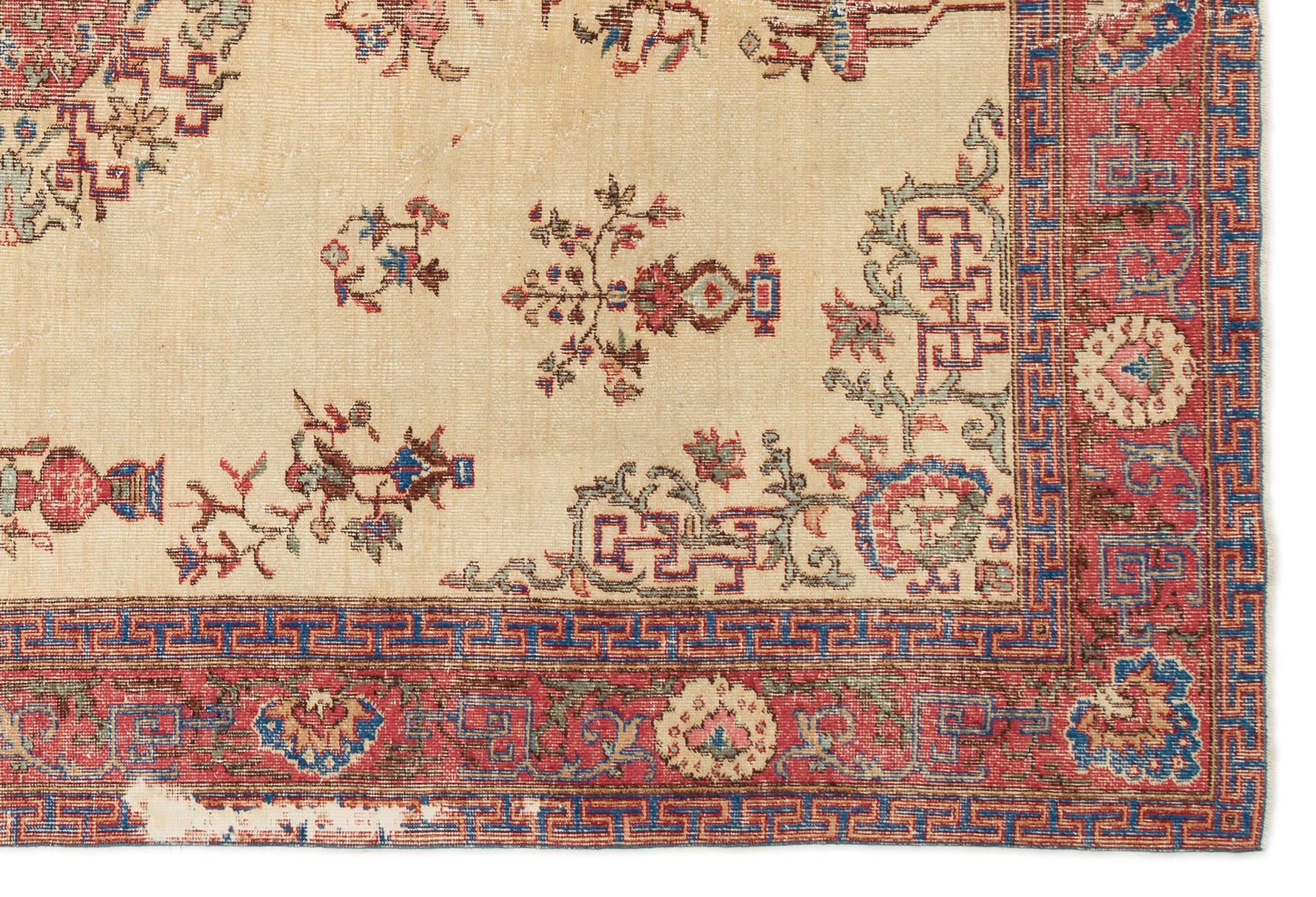 Atina Cream Vintage Wool Handmade Area Rug 6'5" x 9'9"