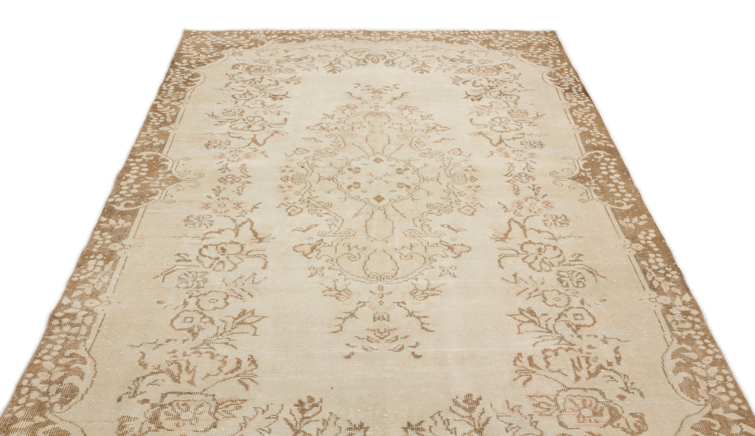 Atina Beige Vintage Wool Handmade Area Rug 5'9" x 9'6"